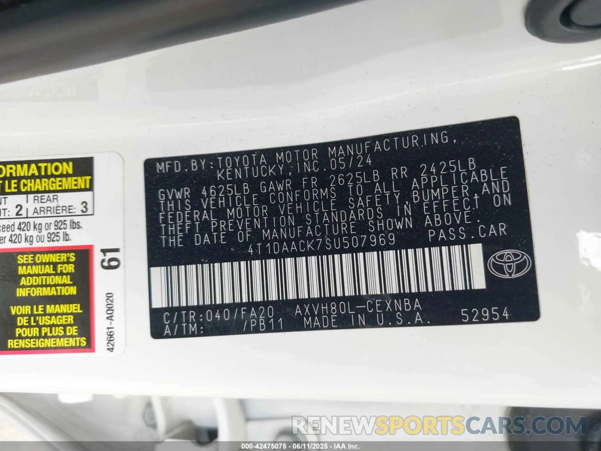 9 Фотография поврежденного автомобиля 4T1DAACK7SU507969 TOYOTA CAMRY 2025