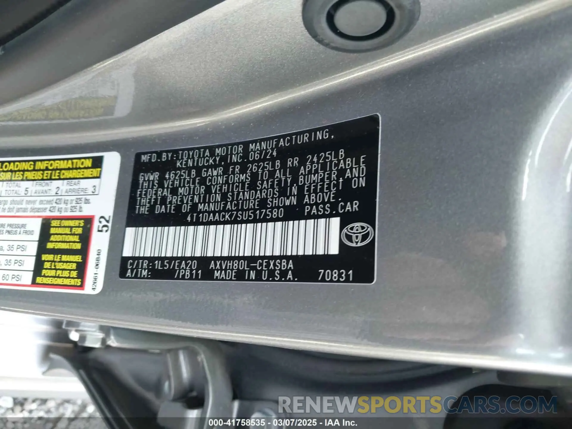 9 Фотография поврежденного автомобиля 4T1DAACK7SU517580 TOYOTA CAMRY 2025
