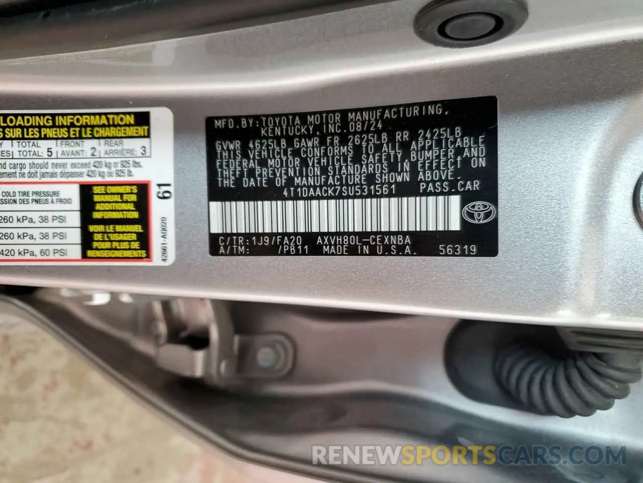 13 Photograph of a damaged car 4T1DAACK7SU531561 TOYOTA CAMRY 2025