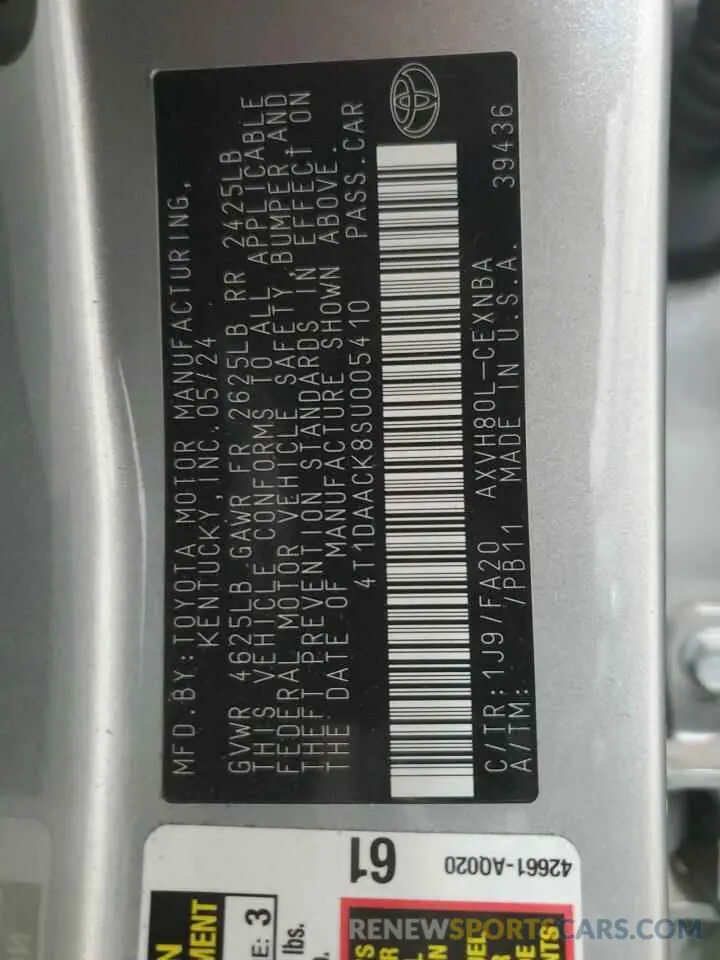 13 Photograph of a damaged car 4T1DAACK8SU005410 TOYOTA CAMRY 2025