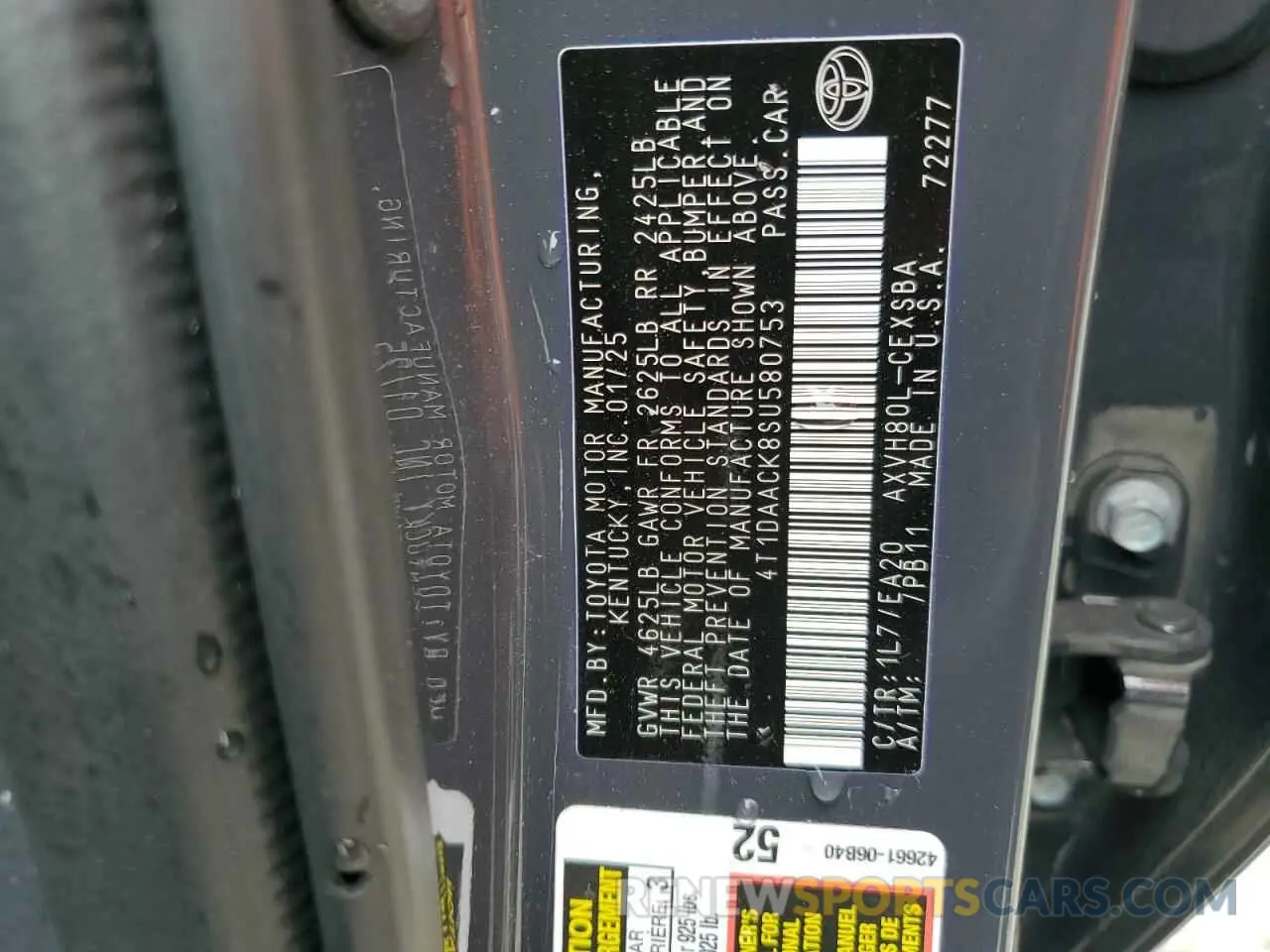 14 Фотография поврежденного автомобиля 4T1DAACK8SU580753 TOYOTA CAMRY 2025