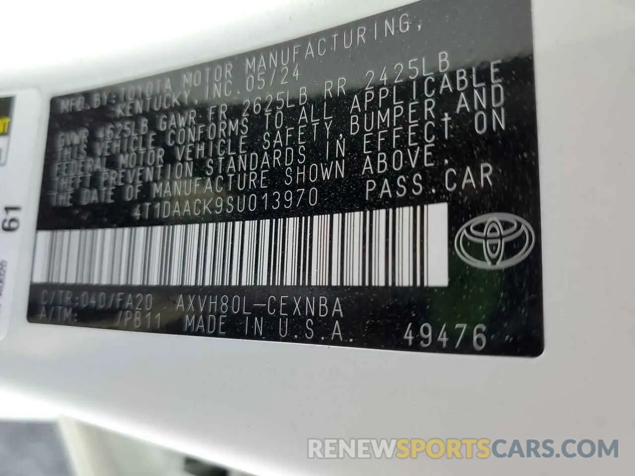 12 Фотография поврежденного автомобиля 4T1DAACK9SU013970 TOYOTA CAMRY 2025