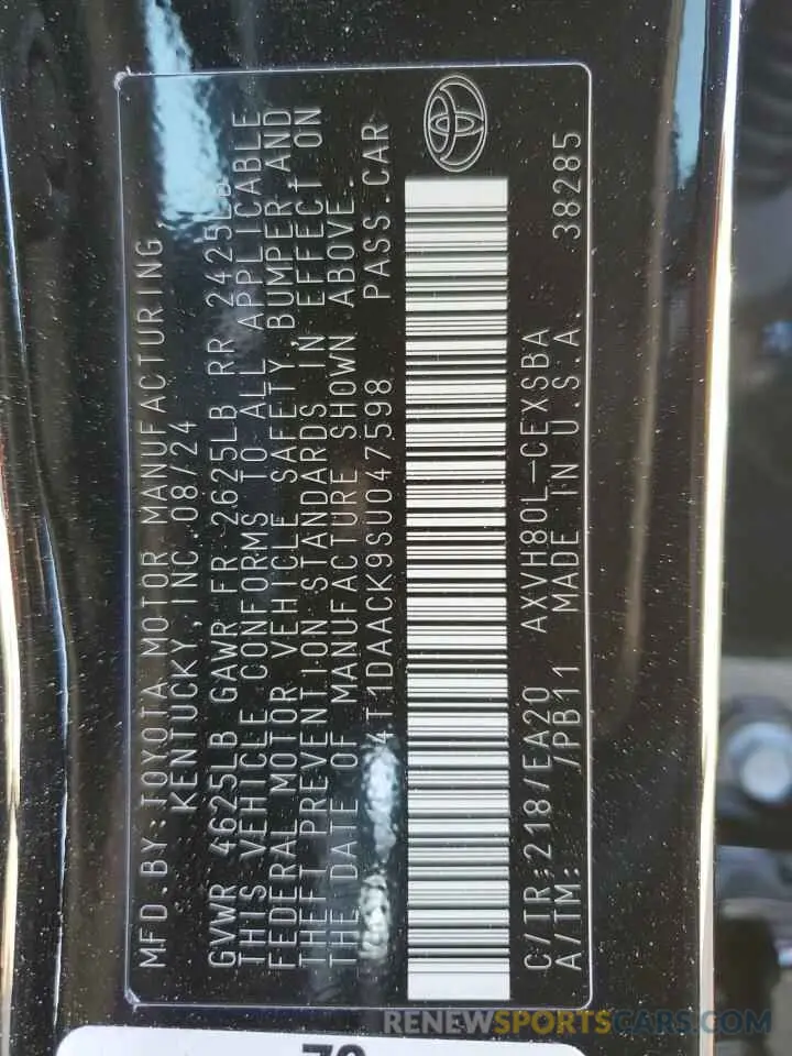 13 Фотография поврежденного автомобиля 4T1DAACK9SU047598 TOYOTA CAMRY 2025