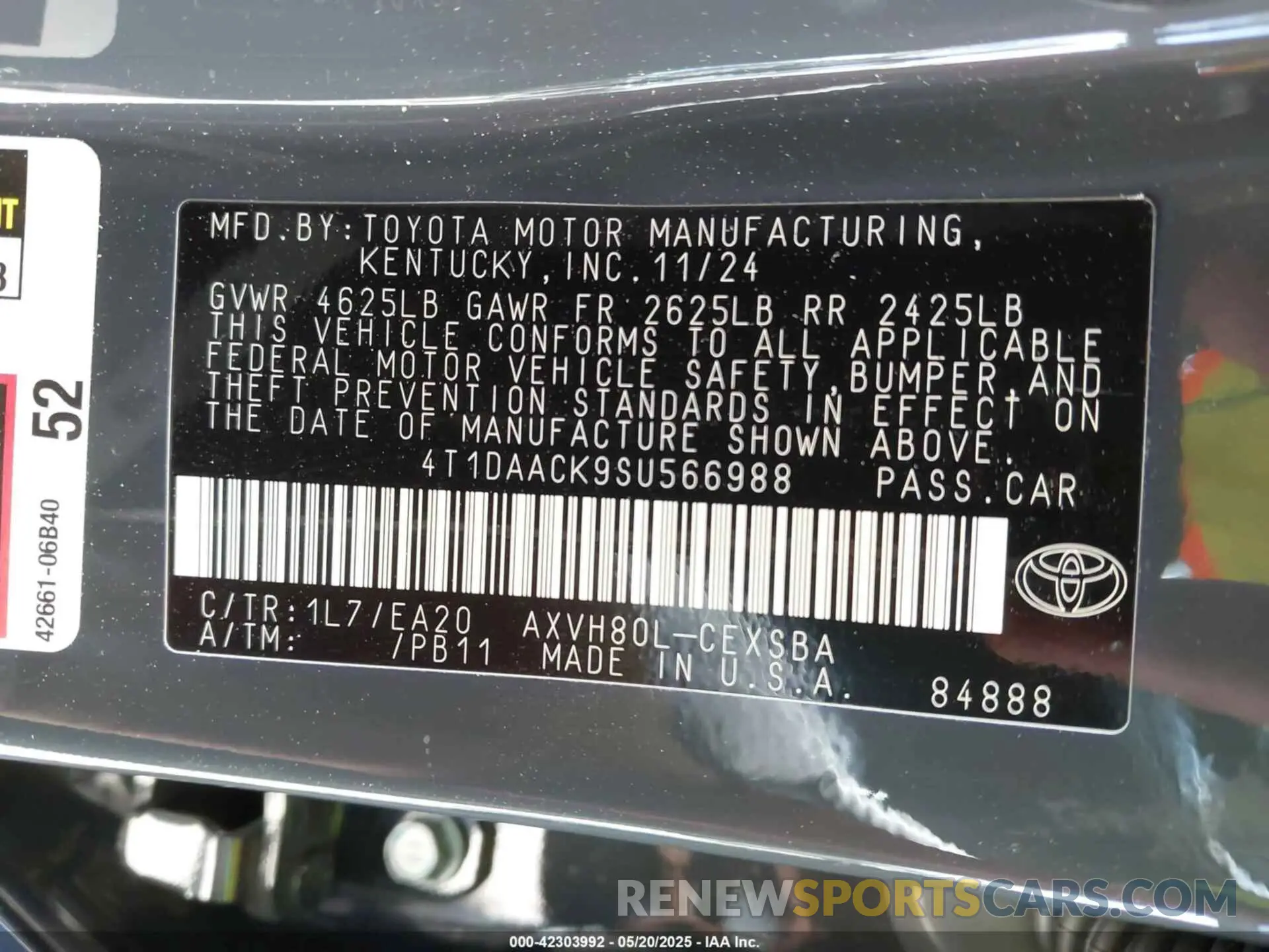 9 Photograph of a damaged car 4T1DAACK9SU566988 TOYOTA CAMRY 2025