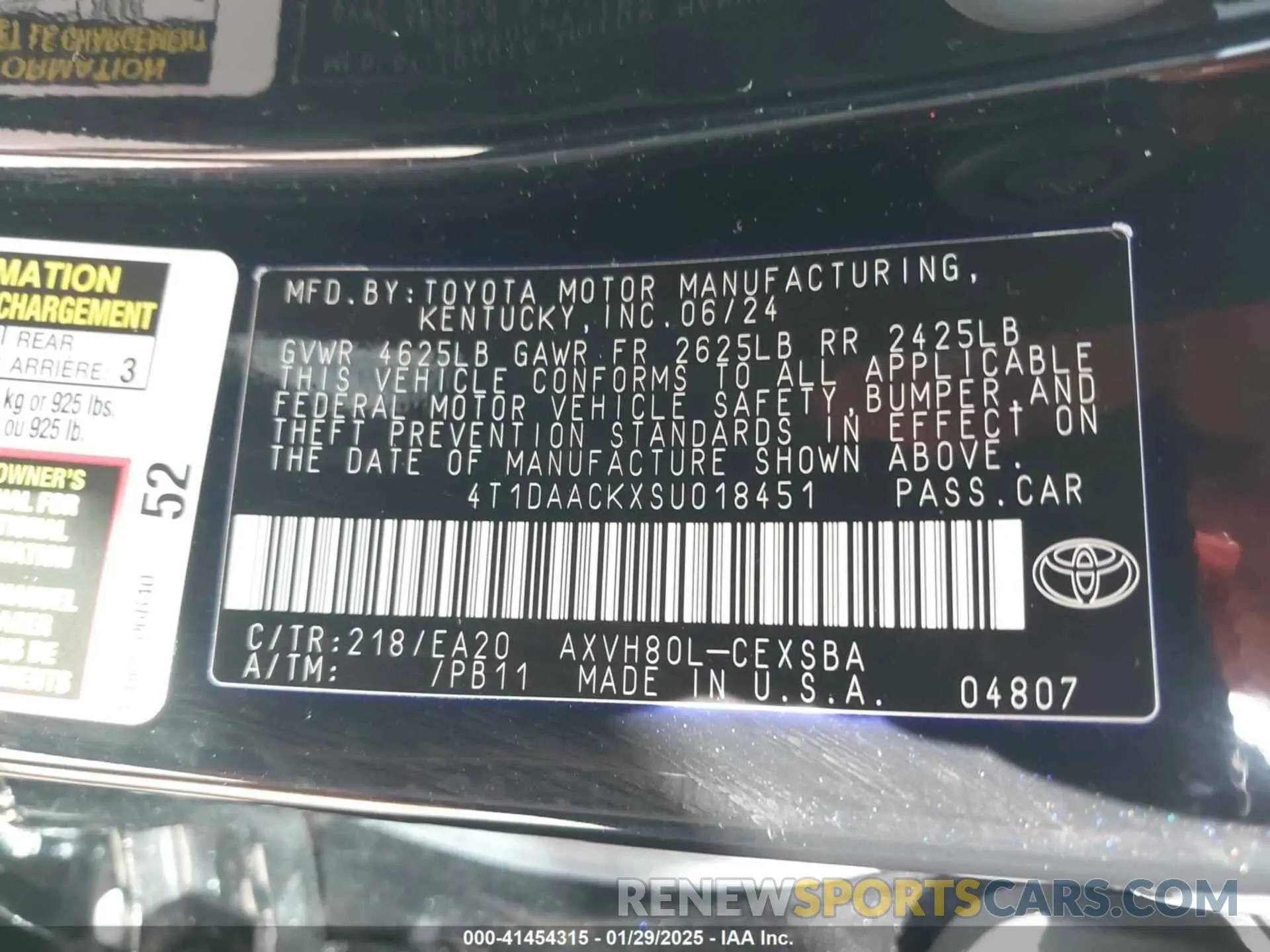 9 Фотография поврежденного автомобиля 4T1DAACKXSU018451 TOYOTA CAMRY 2025