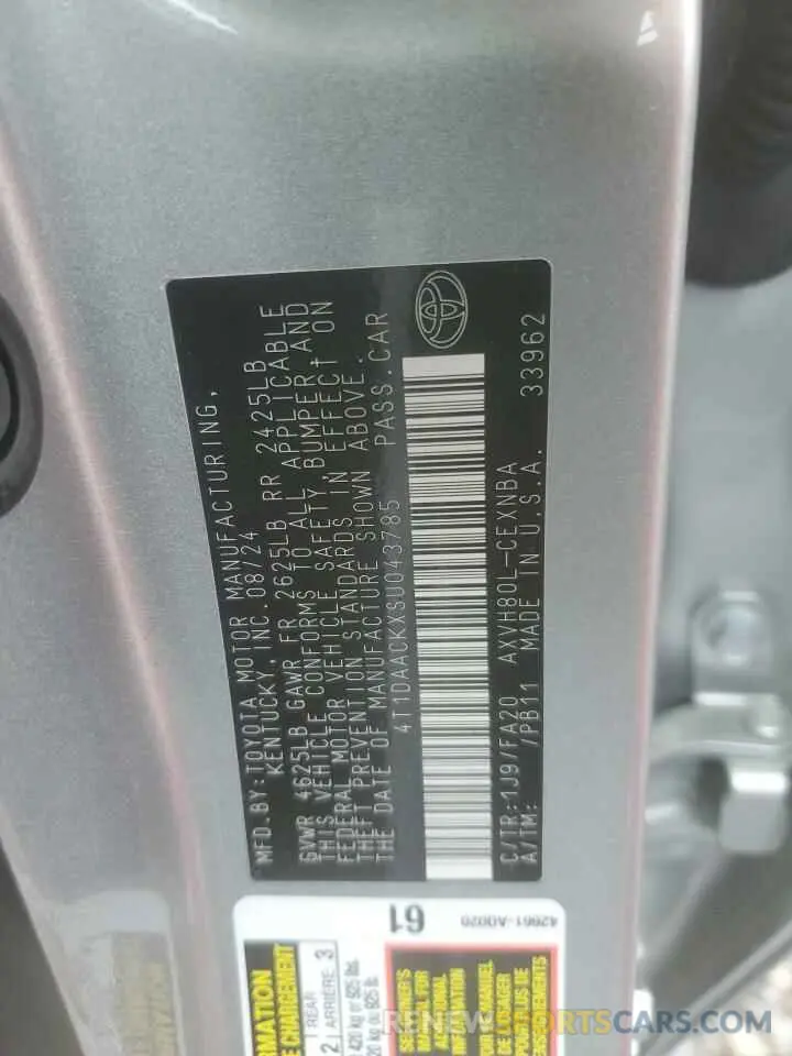 12 Фотография поврежденного автомобиля 4T1DAACKXSU043785 TOYOTA CAMRY 2025