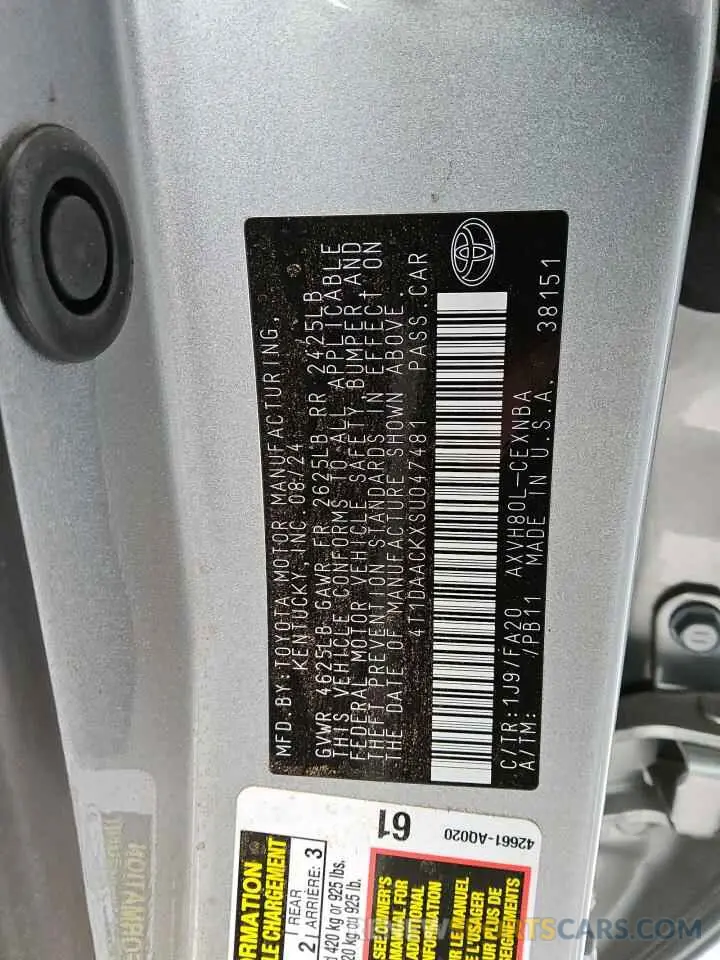 13 Photograph of a damaged car 4T1DAACKXSU047481 TOYOTA CAMRY 2025