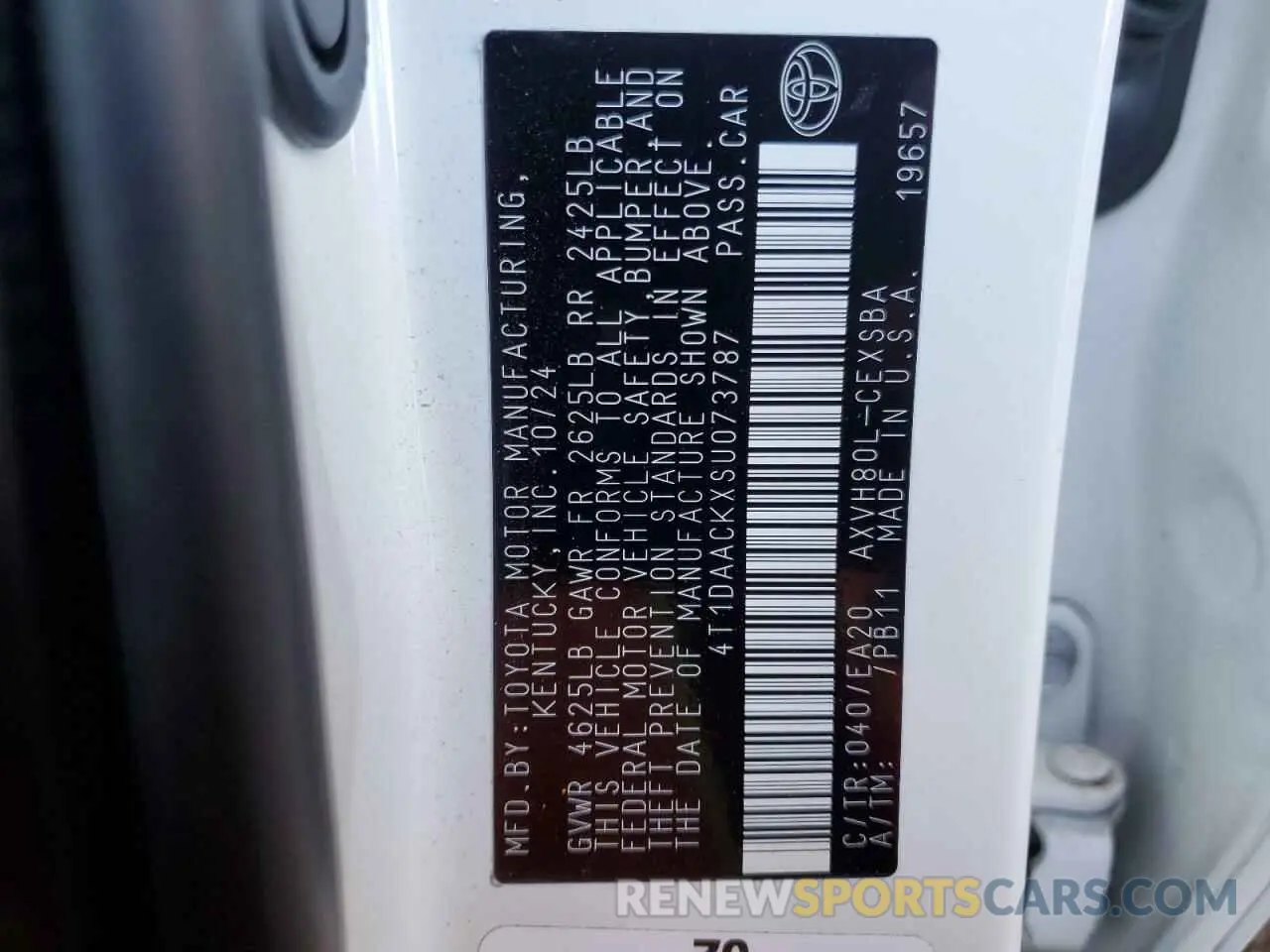 12 Фотография поврежденного автомобиля 4T1DAACKXSU073787 TOYOTA CAMRY 2025