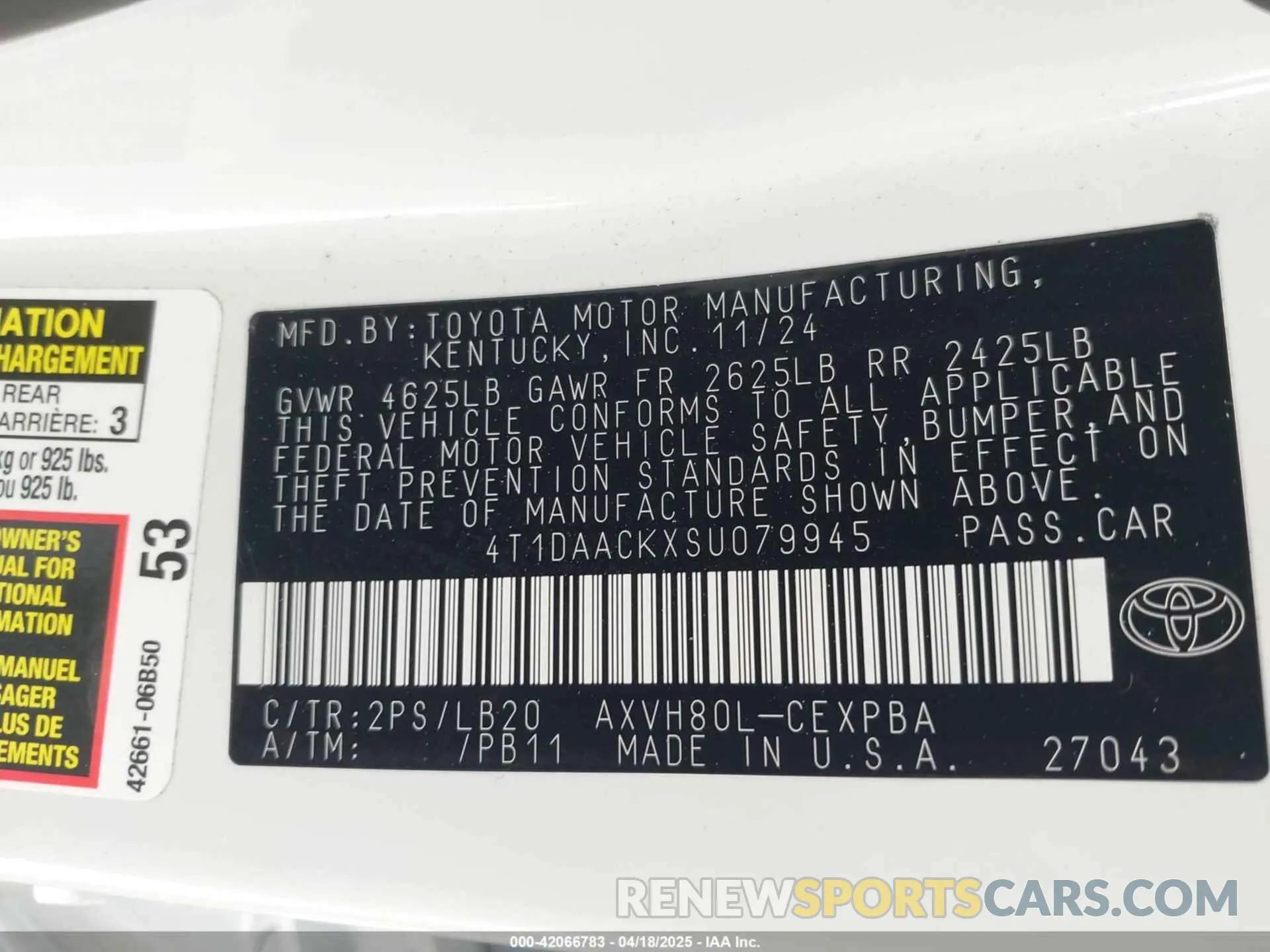 9 Photograph of a damaged car 4T1DAACKXSU079945 TOYOTA CAMRY 2025