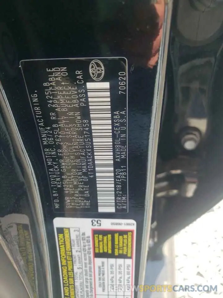 12 Фотография поврежденного автомобиля 4T1DAACKXSU517458 TOYOTA CAMRY 2025