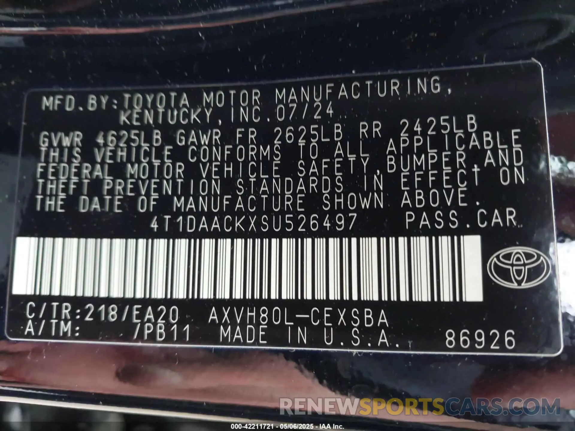 9 Photograph of a damaged car 4T1DAACKXSU526497 TOYOTA CAMRY 2025
