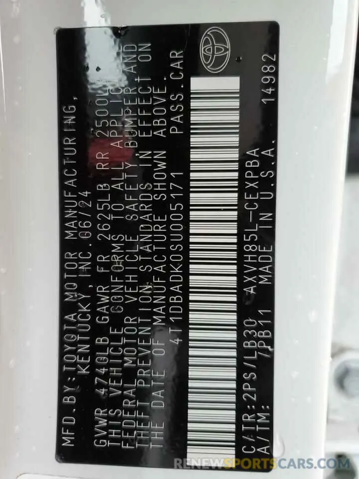 12 Фотография поврежденного автомобиля 4T1DBADK0SU005171 TOYOTA CAMRY 2025