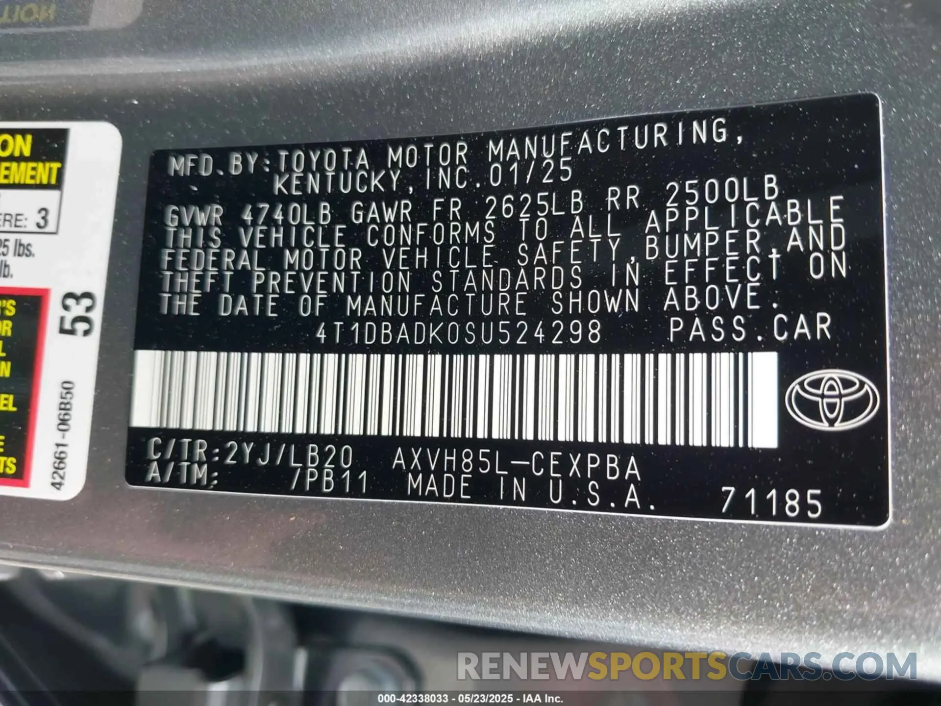 9 Photograph of a damaged car 4T1DBADK0SU524298 TOYOTA CAMRY 2025
