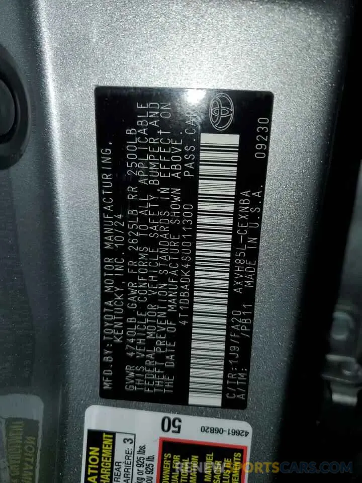 13 Фотография поврежденного автомобиля 4T1DBADK4SU011300 TOYOTA CAMRY 2025