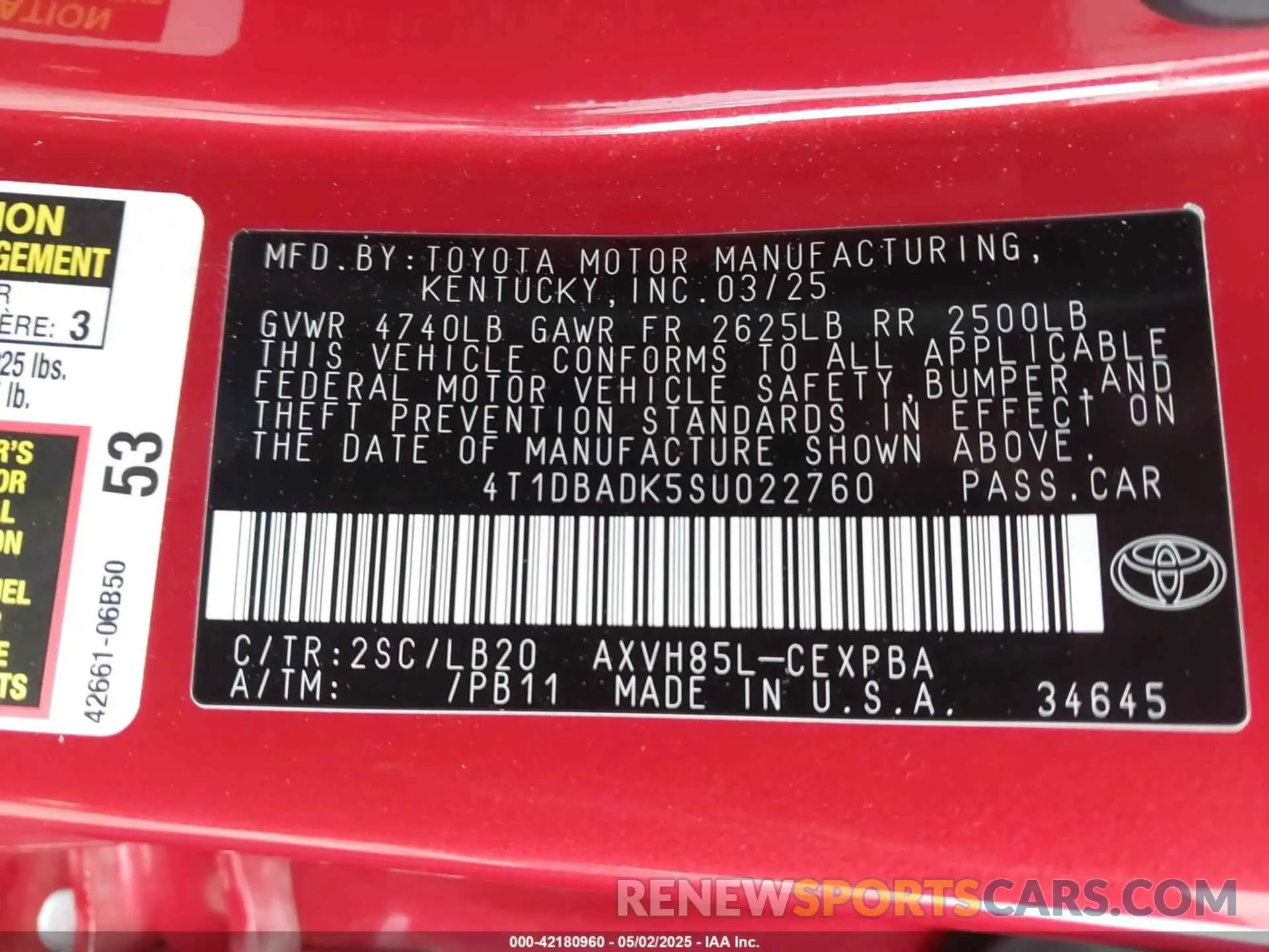 9 Photograph of a damaged car 4T1DBADK5SU022760 TOYOTA CAMRY 2025