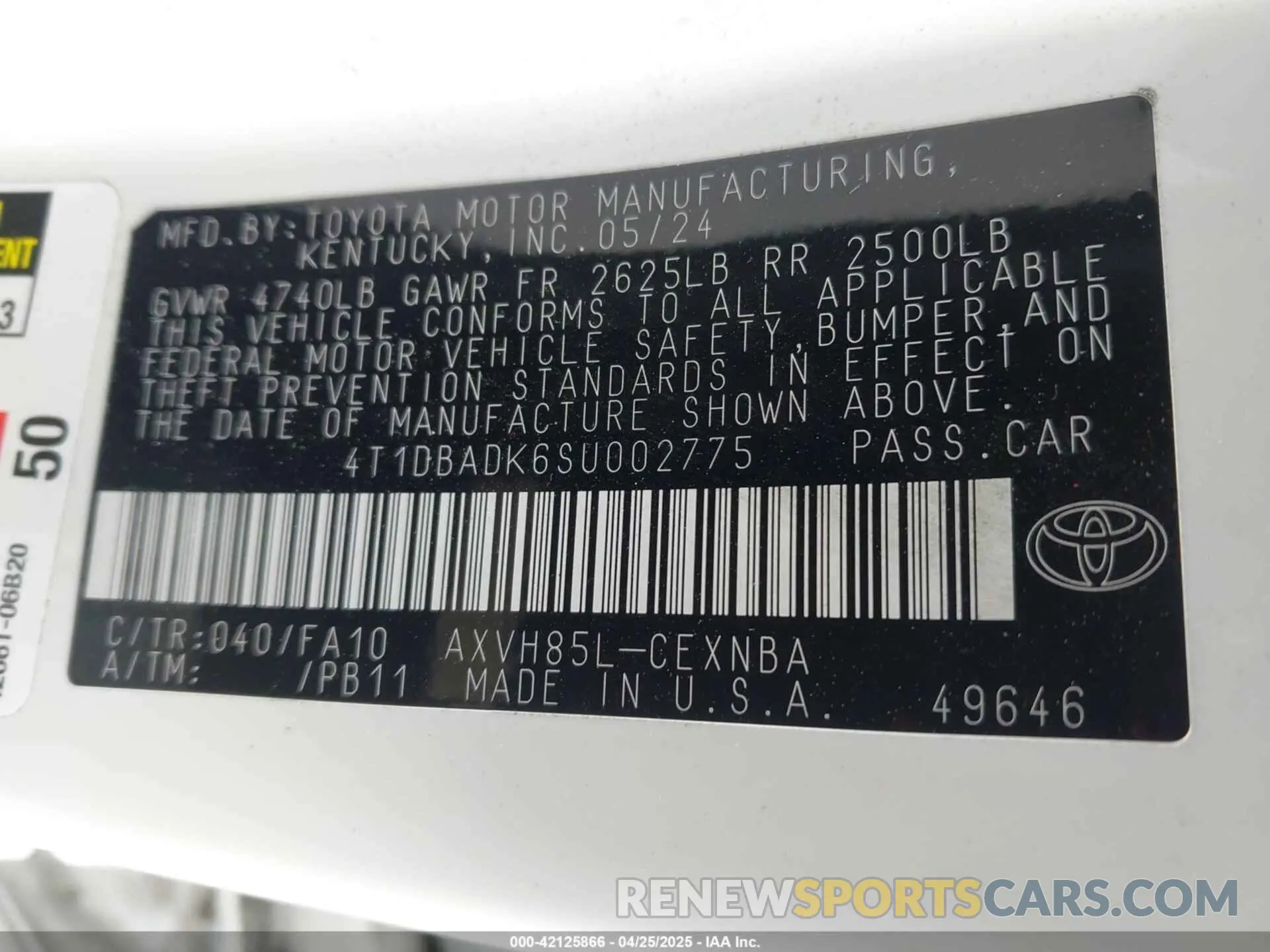 9 Photograph of a damaged car 4T1DBADK6SU002775 TOYOTA CAMRY 2025