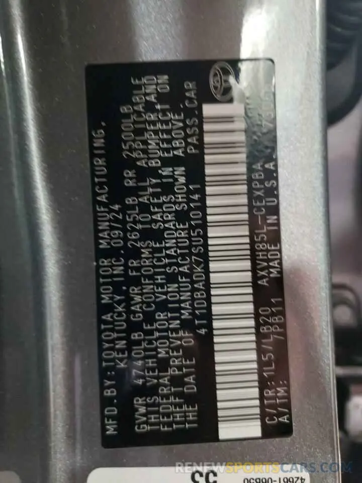 13 Фотография поврежденного автомобиля 4T1DBADK7SU510141 TOYOTA CAMRY 2025