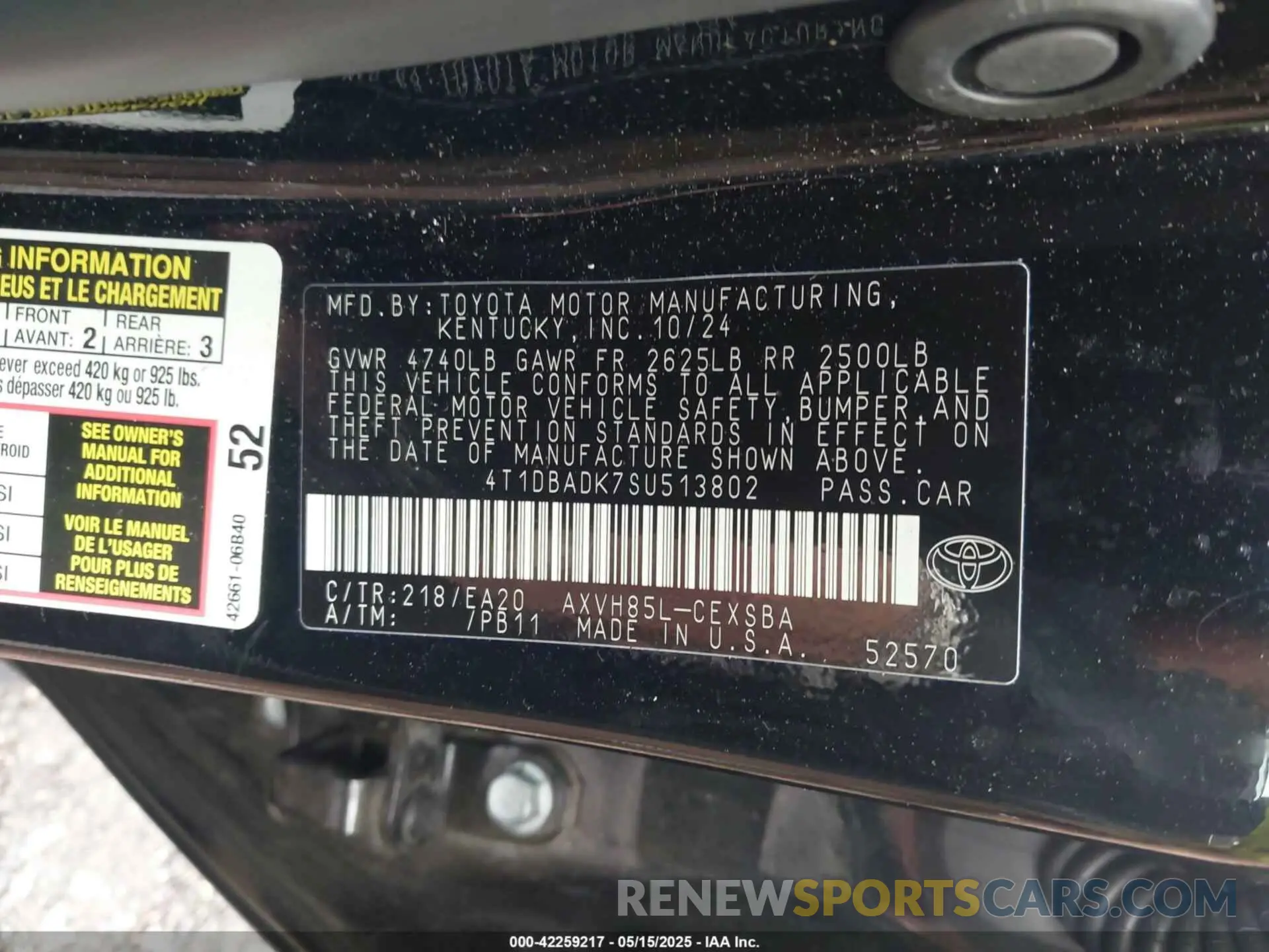 9 Фотография поврежденного автомобиля 4T1DBADK7SU513802 TOYOTA CAMRY 2025