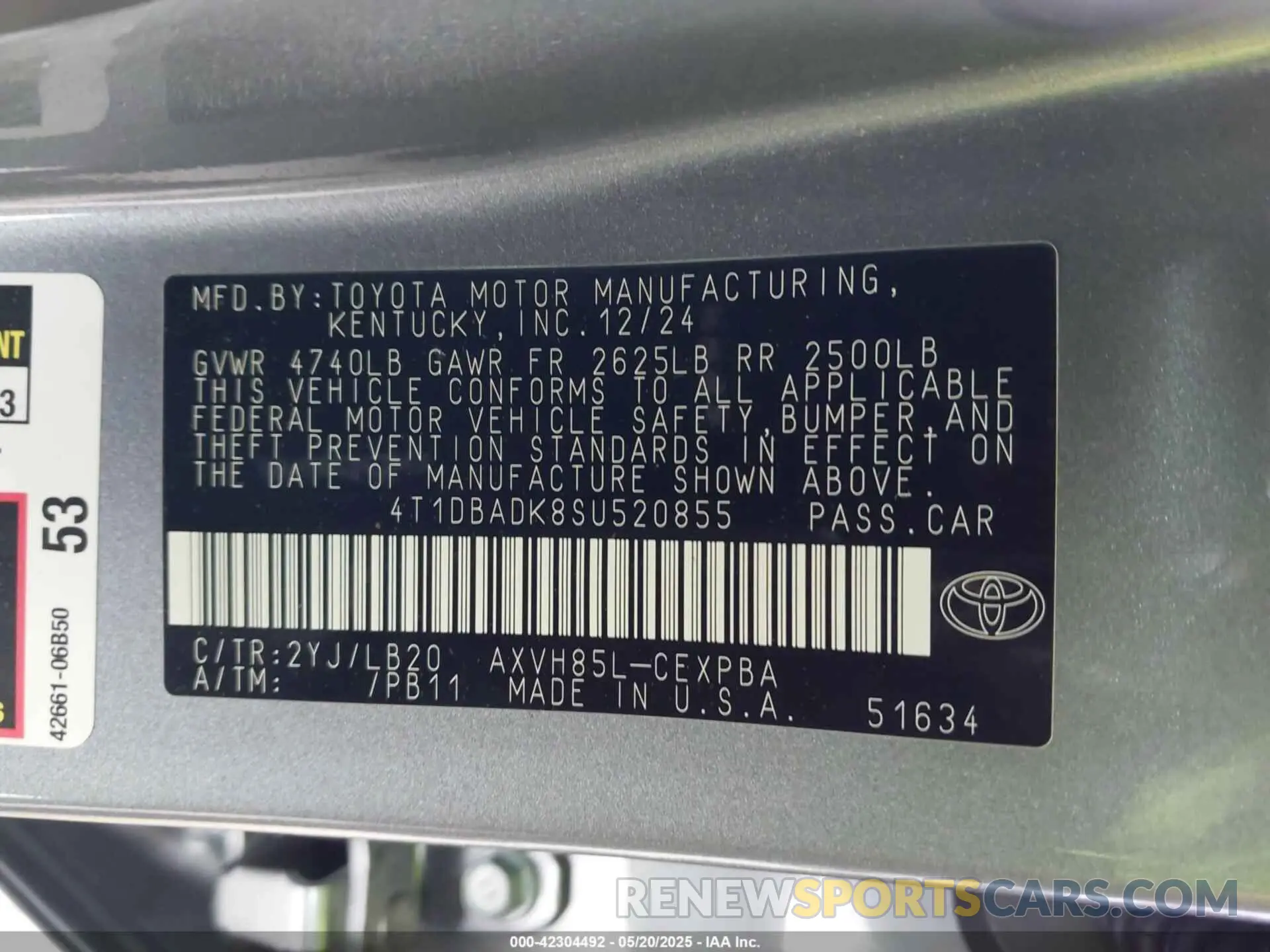 9 Фотография поврежденного автомобиля 4T1DBADK8SU520855 TOYOTA CAMRY 2025