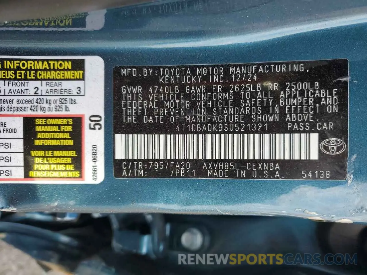 13 Фотография поврежденного автомобиля 4T1DBADK9SU521321 TOYOTA CAMRY 2025