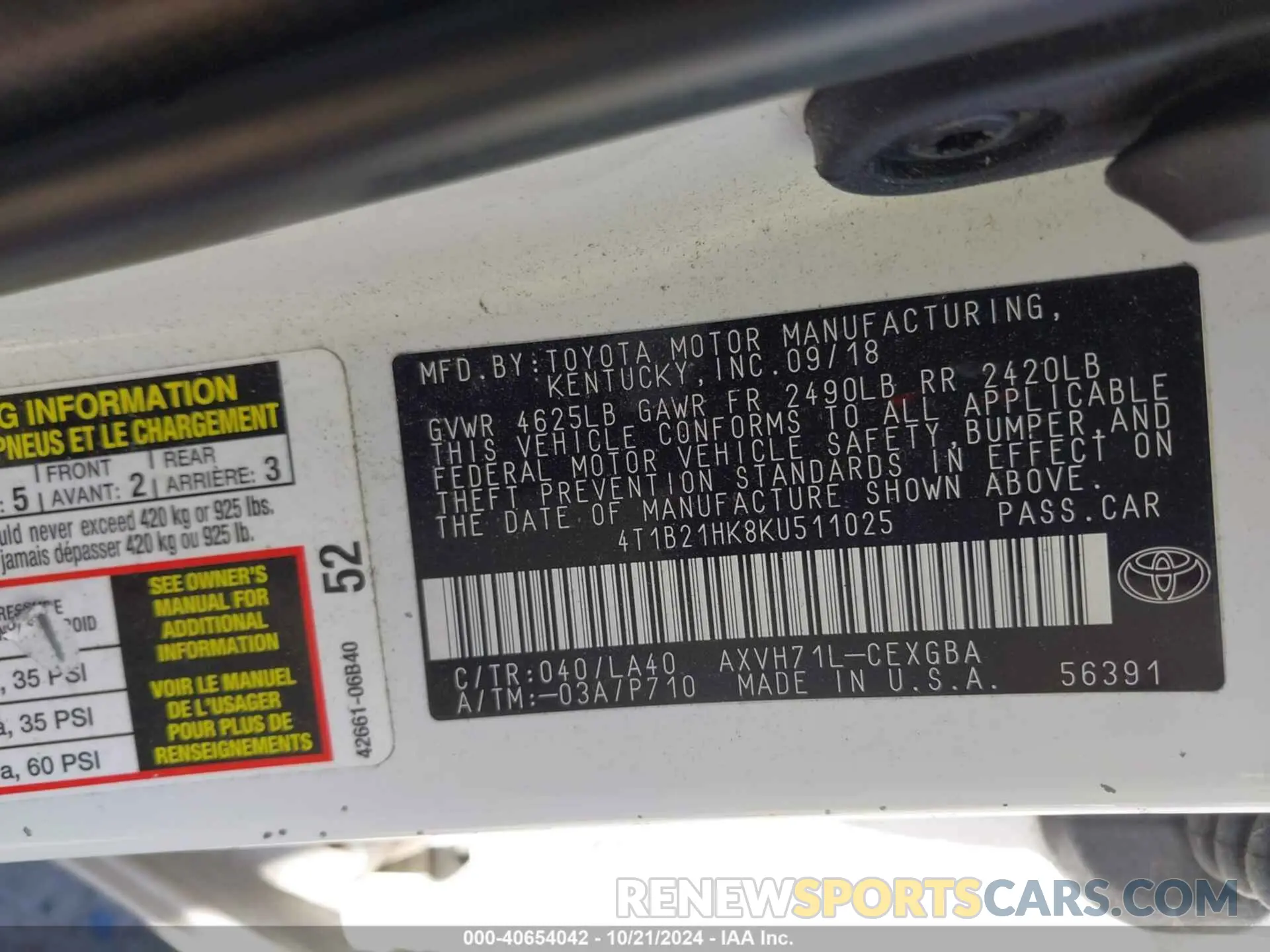 9 Фотография поврежденного автомобиля 4T1B21HK8KU511025 TOYOTA CAMRY HYBRID 2019