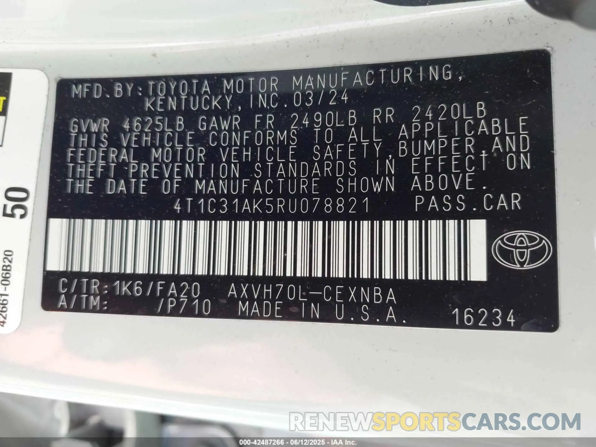 9 Photograph of a damaged car 4T1C31AK5RU078821 TOYOTA CAMRY HYBRID 2024