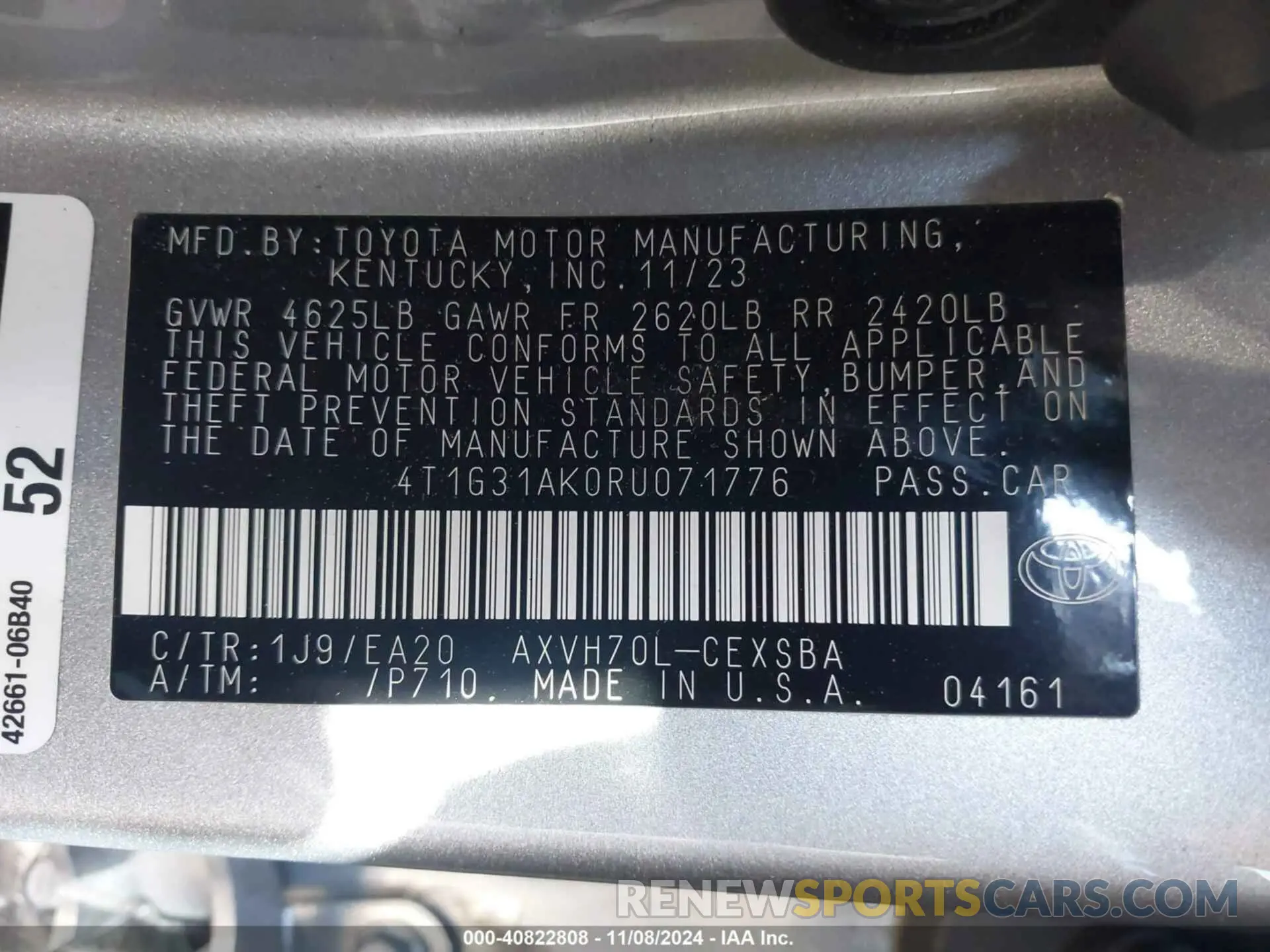 9 Photograph of a damaged car 4T1G31AK0RU071776 TOYOTA CAMRY HYBRID 2024