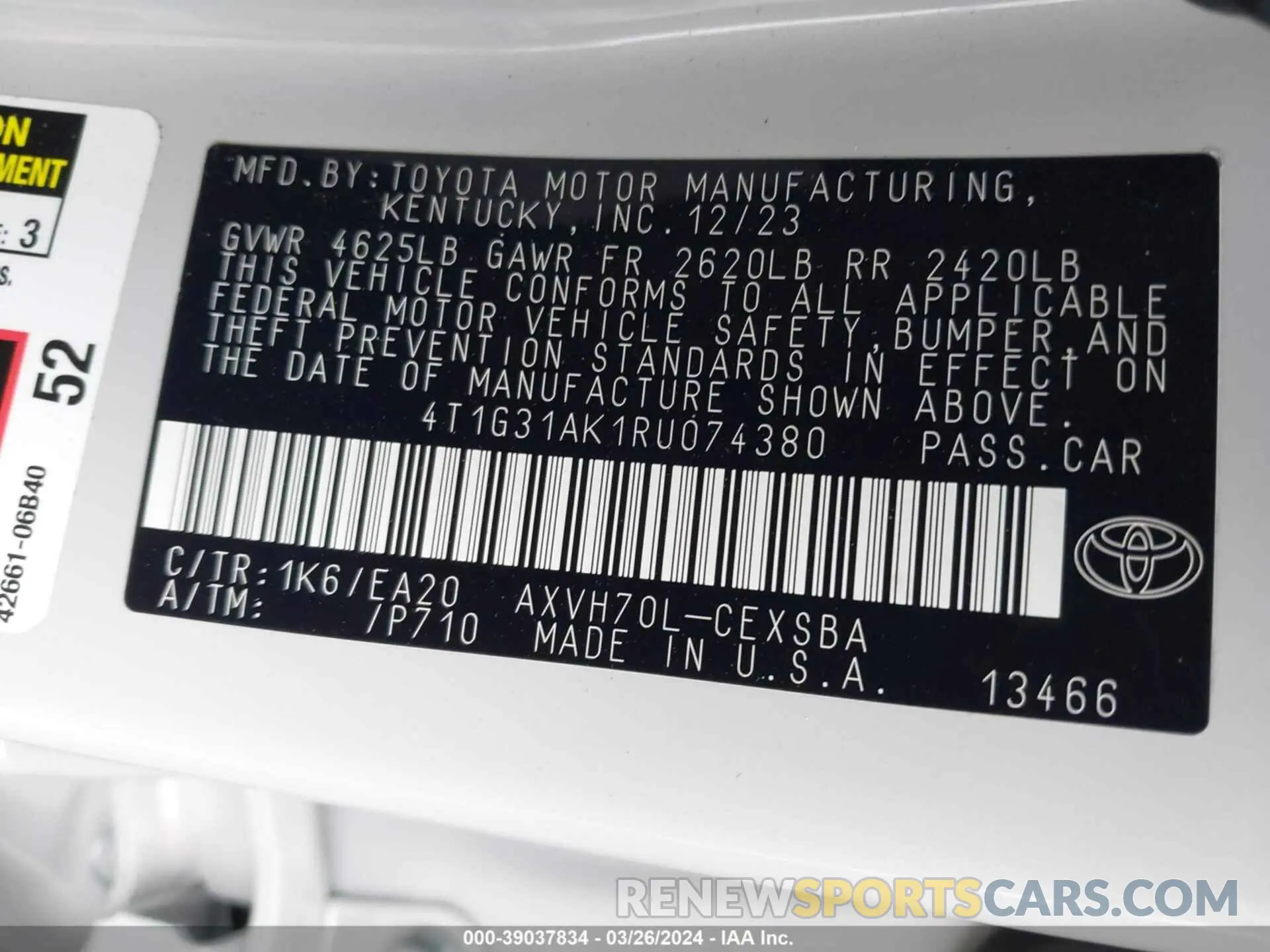9 Photograph of a damaged car 4T1G31AK1RU074380 TOYOTA CAMRY HYBRID 2024