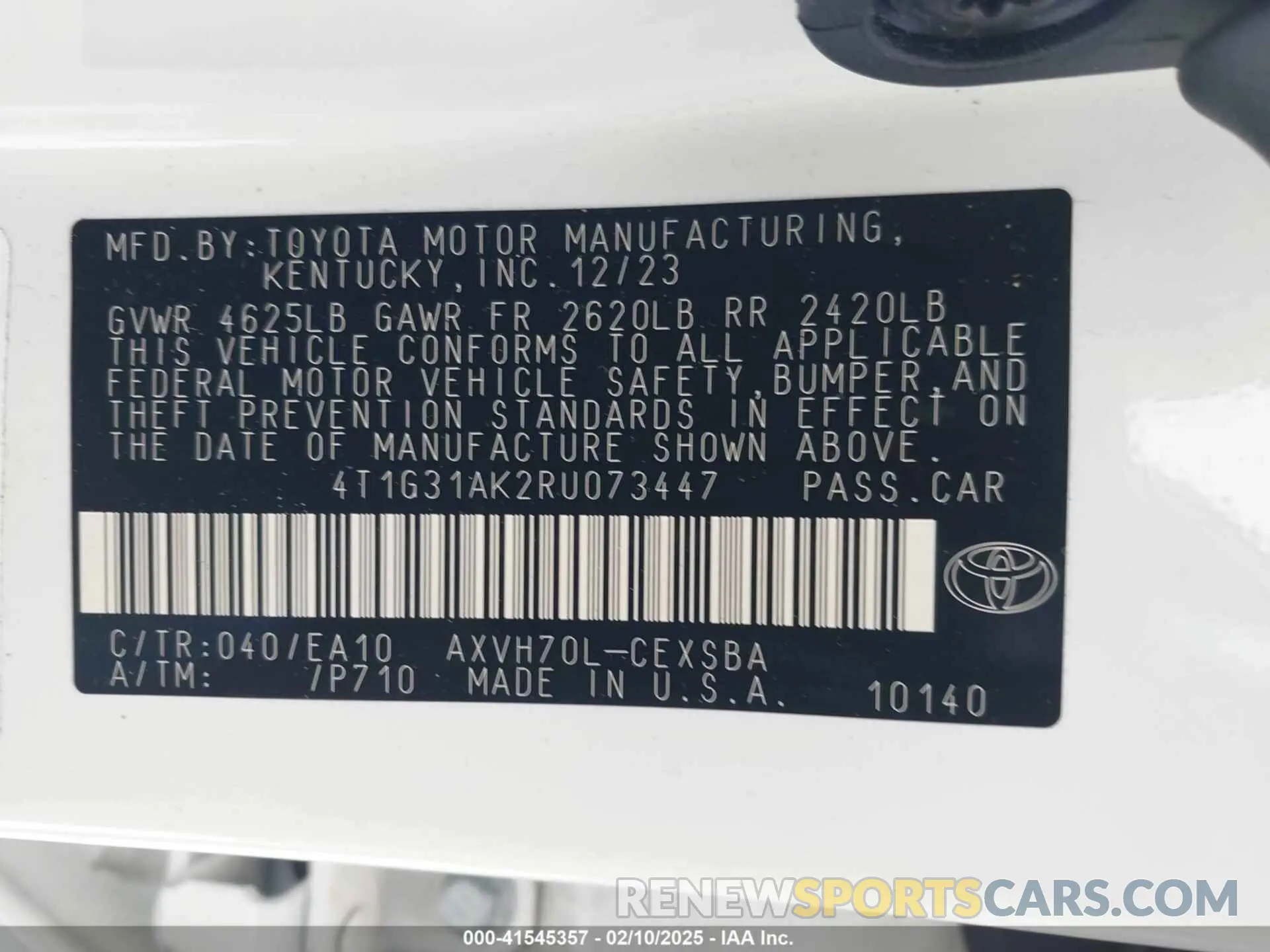 9 Photograph of a damaged car 4T1G31AK2RU073447 TOYOTA CAMRY HYBRID 2024