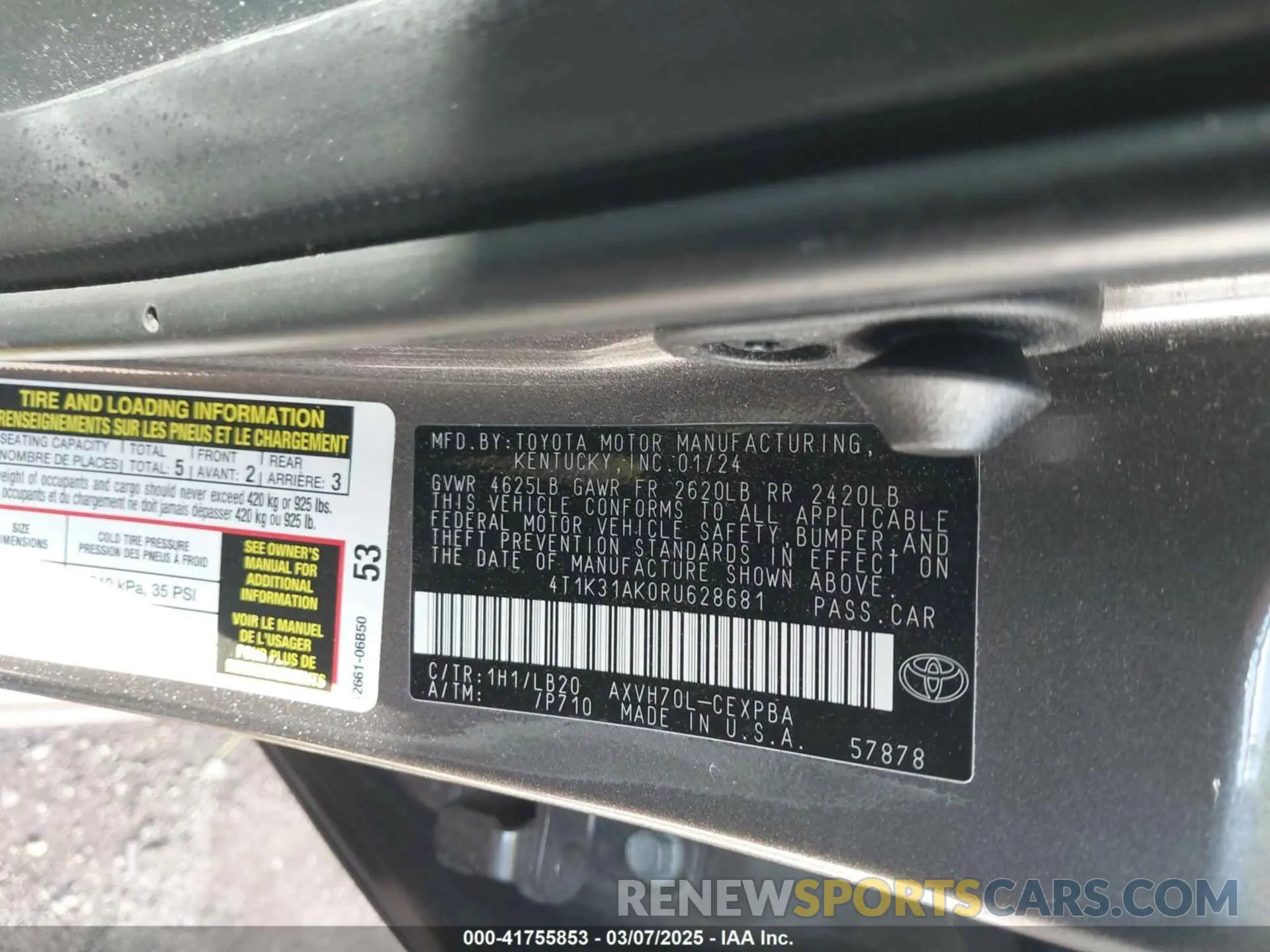 9 Фотография поврежденного автомобиля 4T1K31AK0RU628681 TOYOTA CAMRY HYBRID 2024