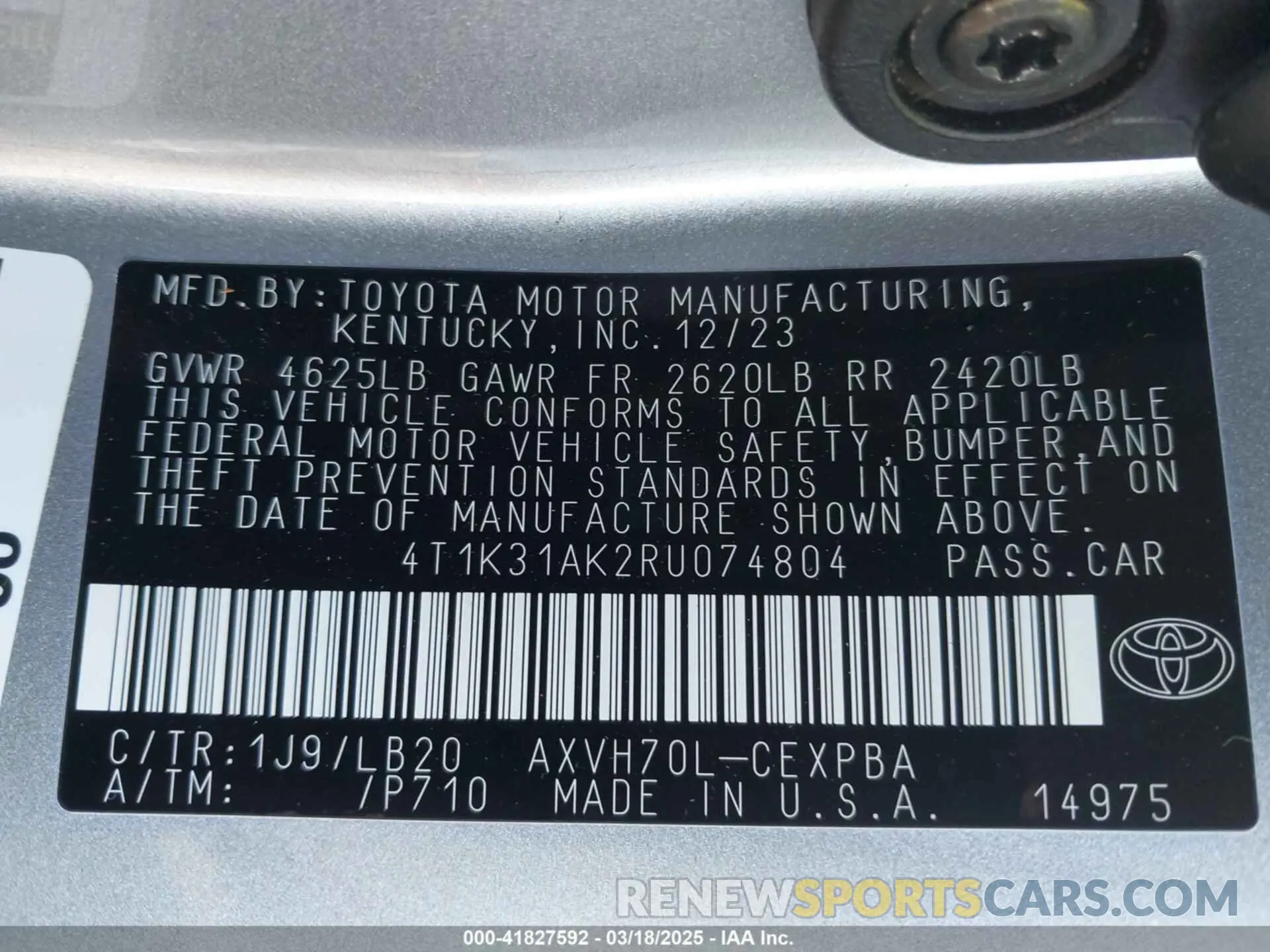 9 Фотография поврежденного автомобиля 4T1K31AK2RU074804 TOYOTA CAMRY HYBRID 2024