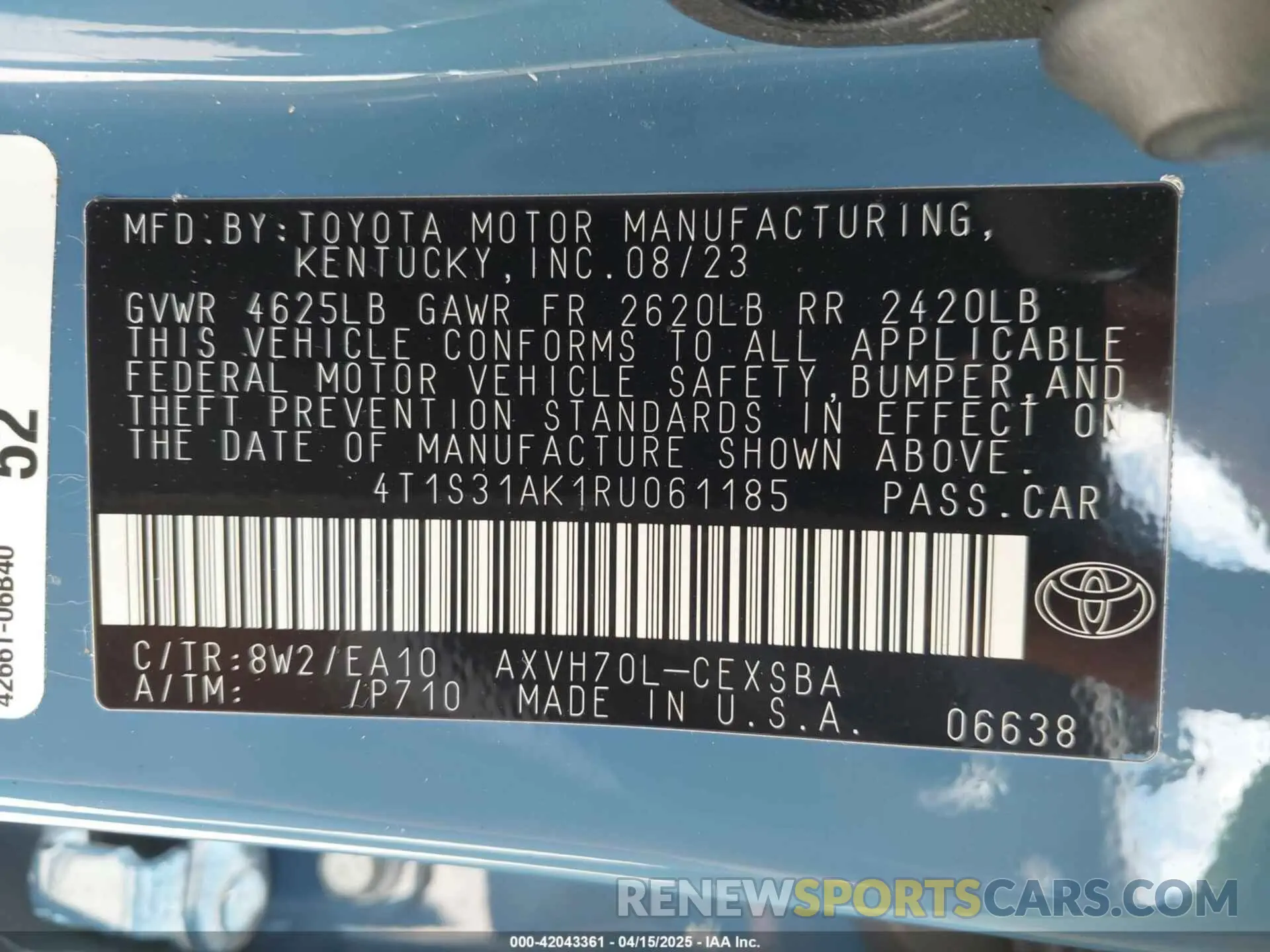 9 Photograph of a damaged car 4T1S31AK1RU061185 TOYOTA CAMRY HYBRID 2024