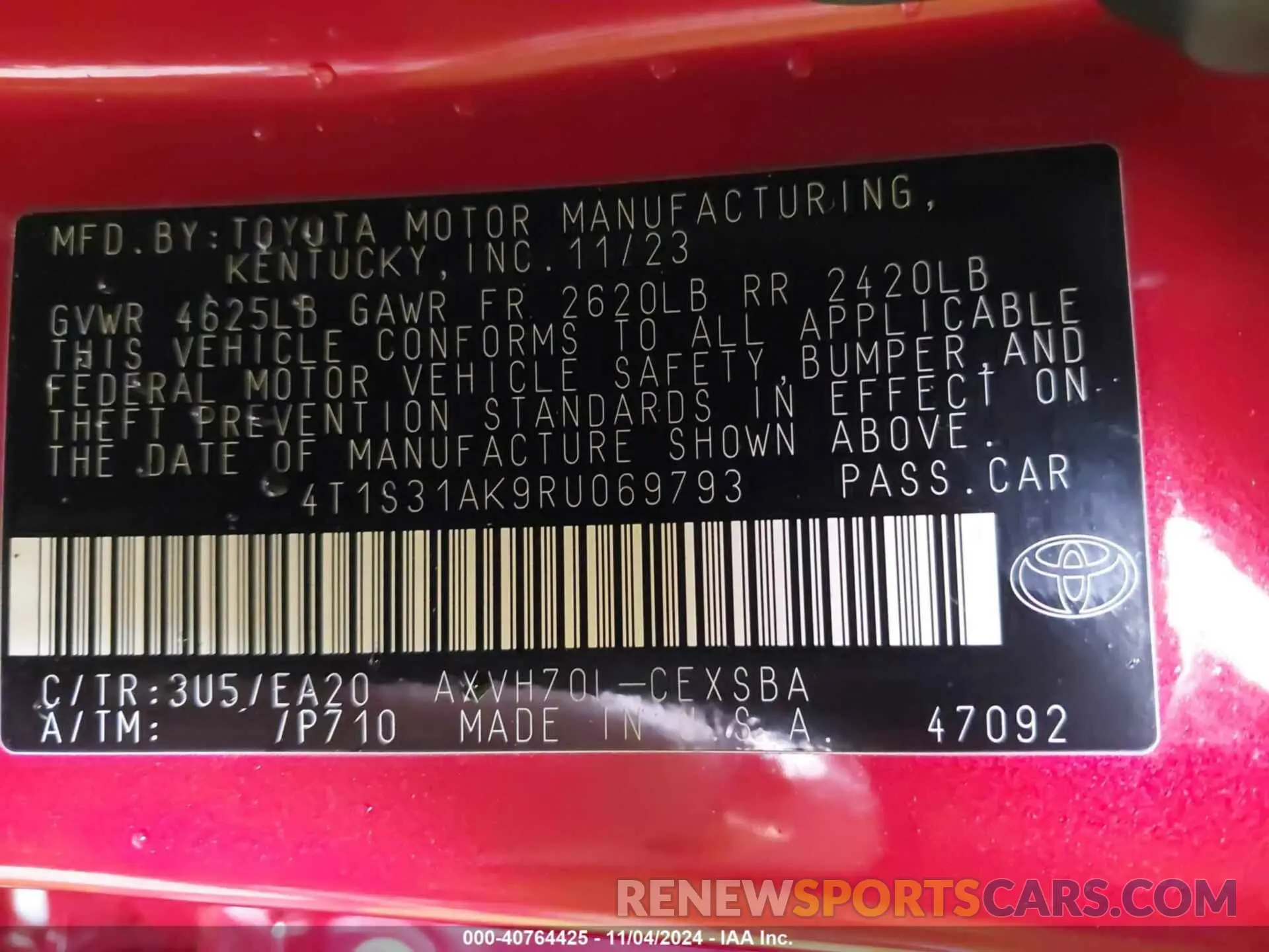 9 Photograph of a damaged car 4T1S31AK9RU069793 TOYOTA CAMRY HYBRID 2024