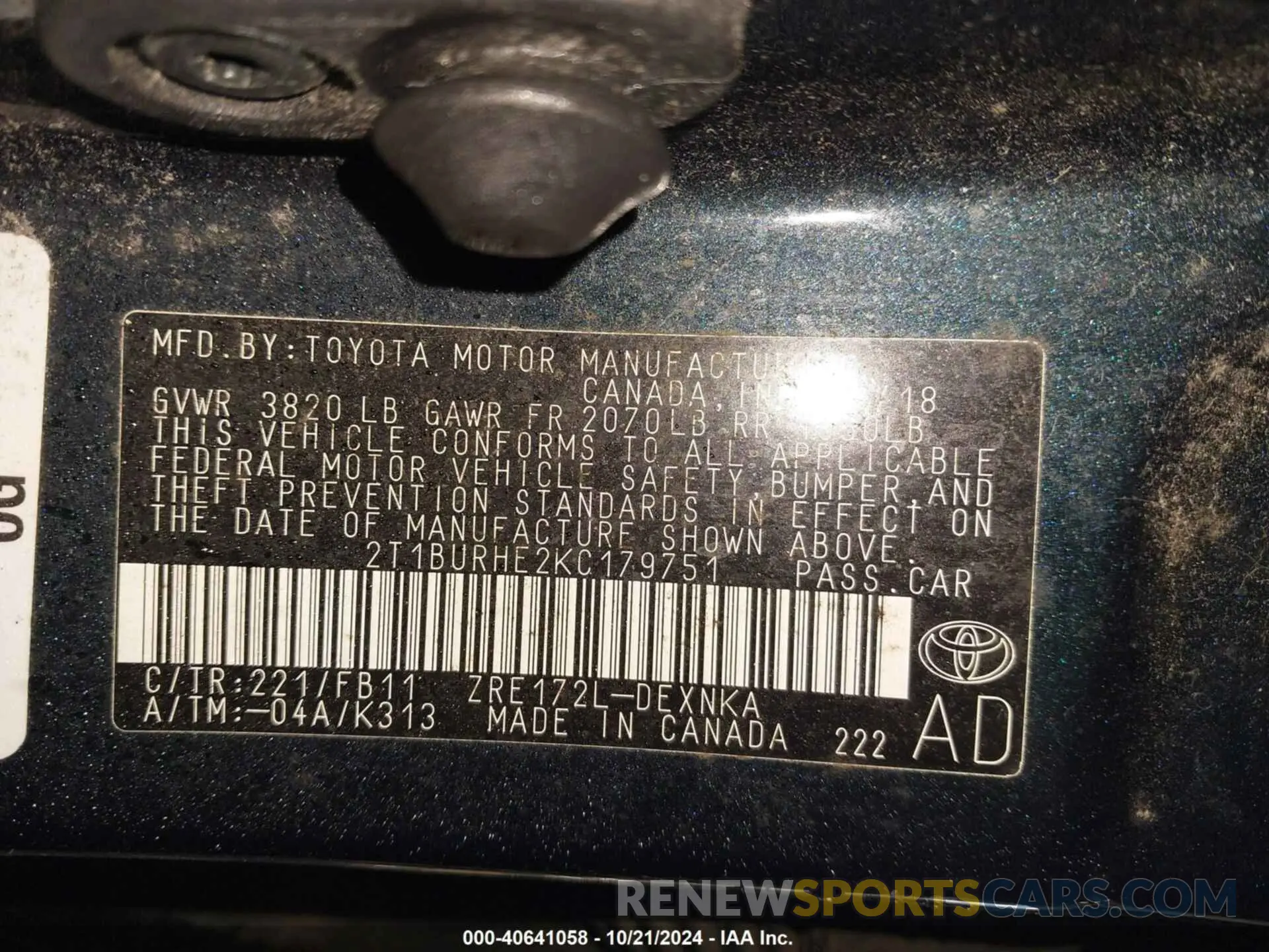 9 Photograph of a damaged car 2T1BURHE2KC179751 TOYOTA COROLLA 2019