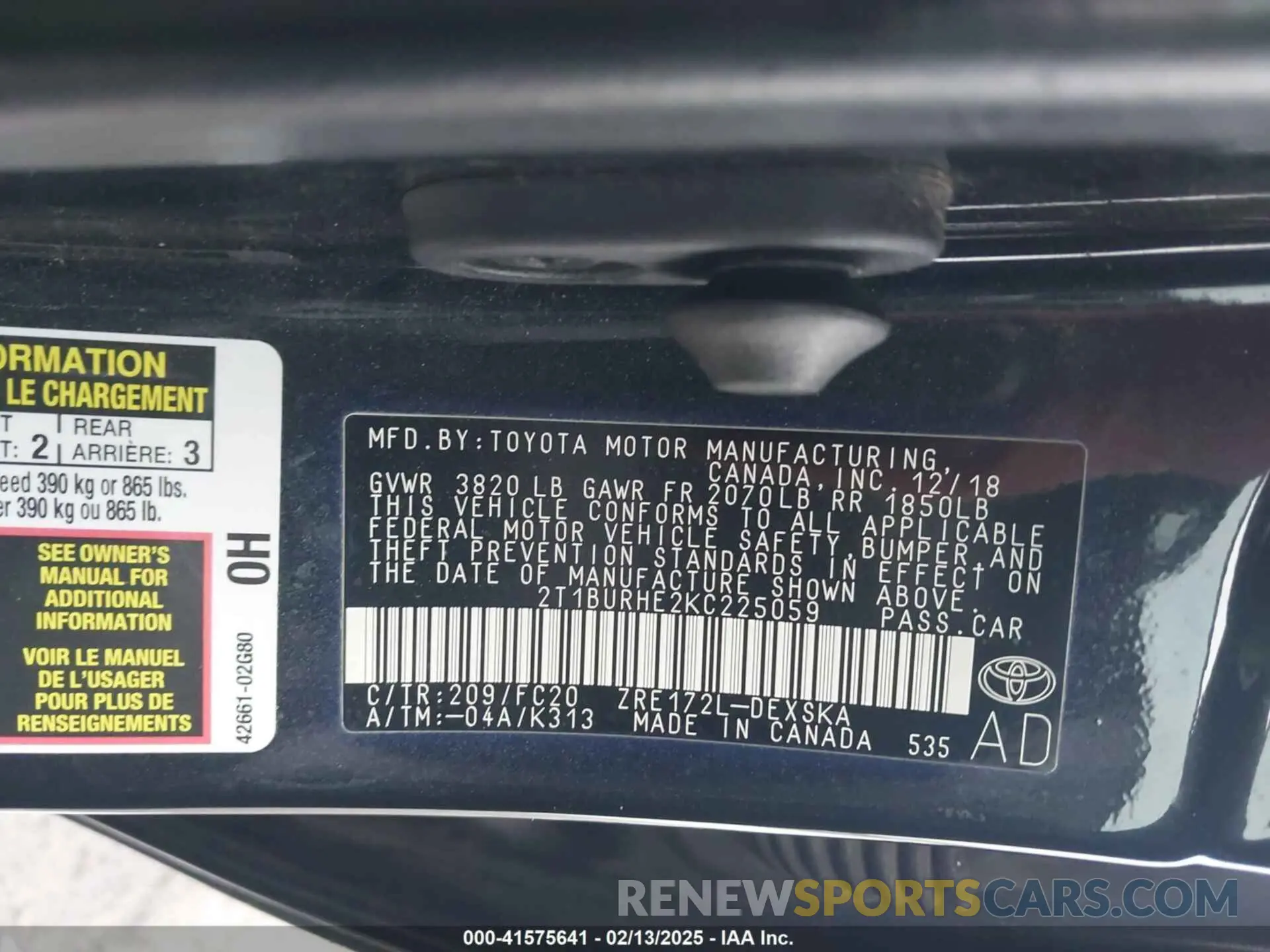 9 Photograph of a damaged car 2T1BURHE2KC225059 TOYOTA COROLLA 2019