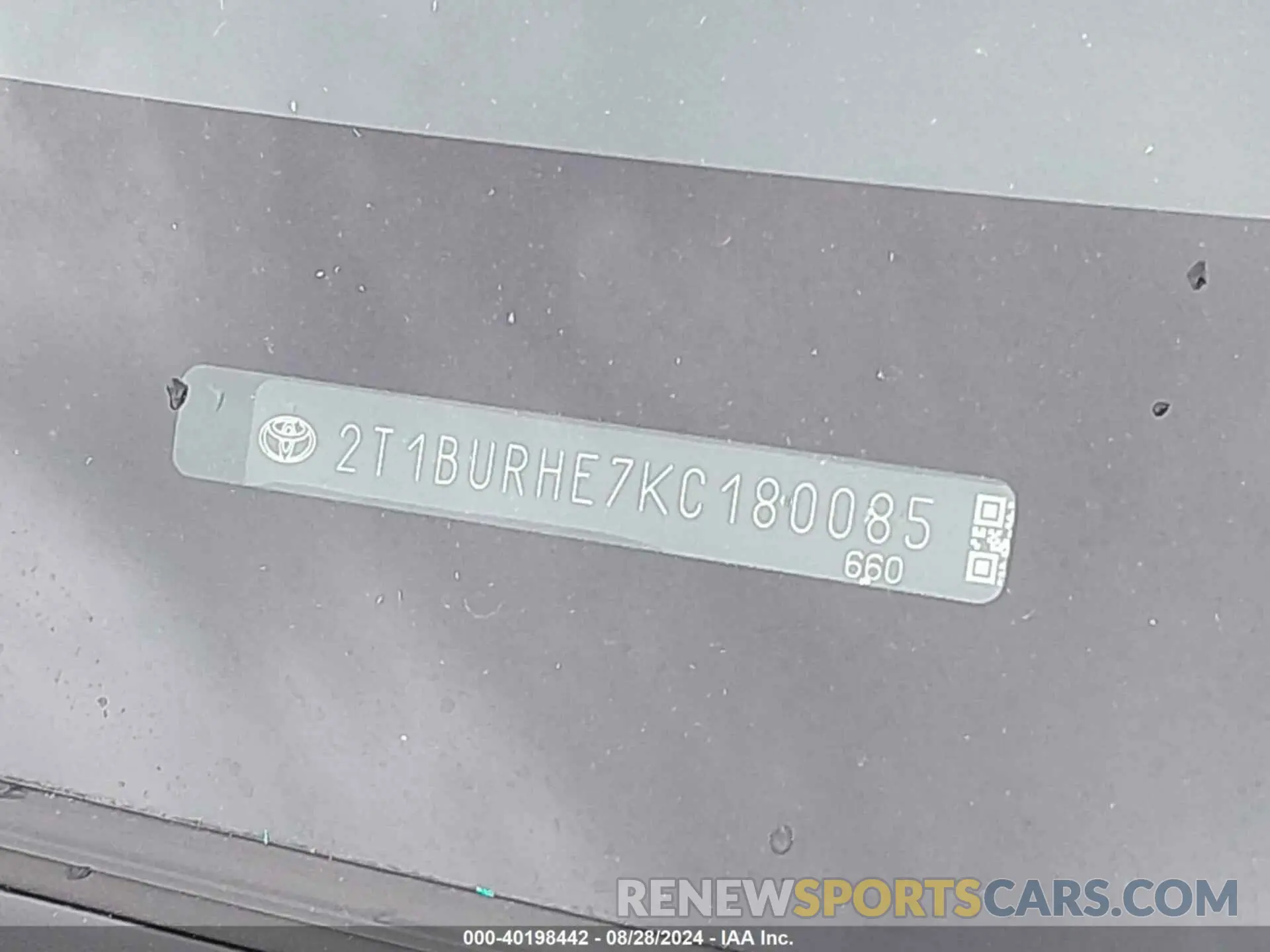 9 Фотография поврежденного автомобиля 2T1BURHE7KC180085 TOYOTA COROLLA 2019