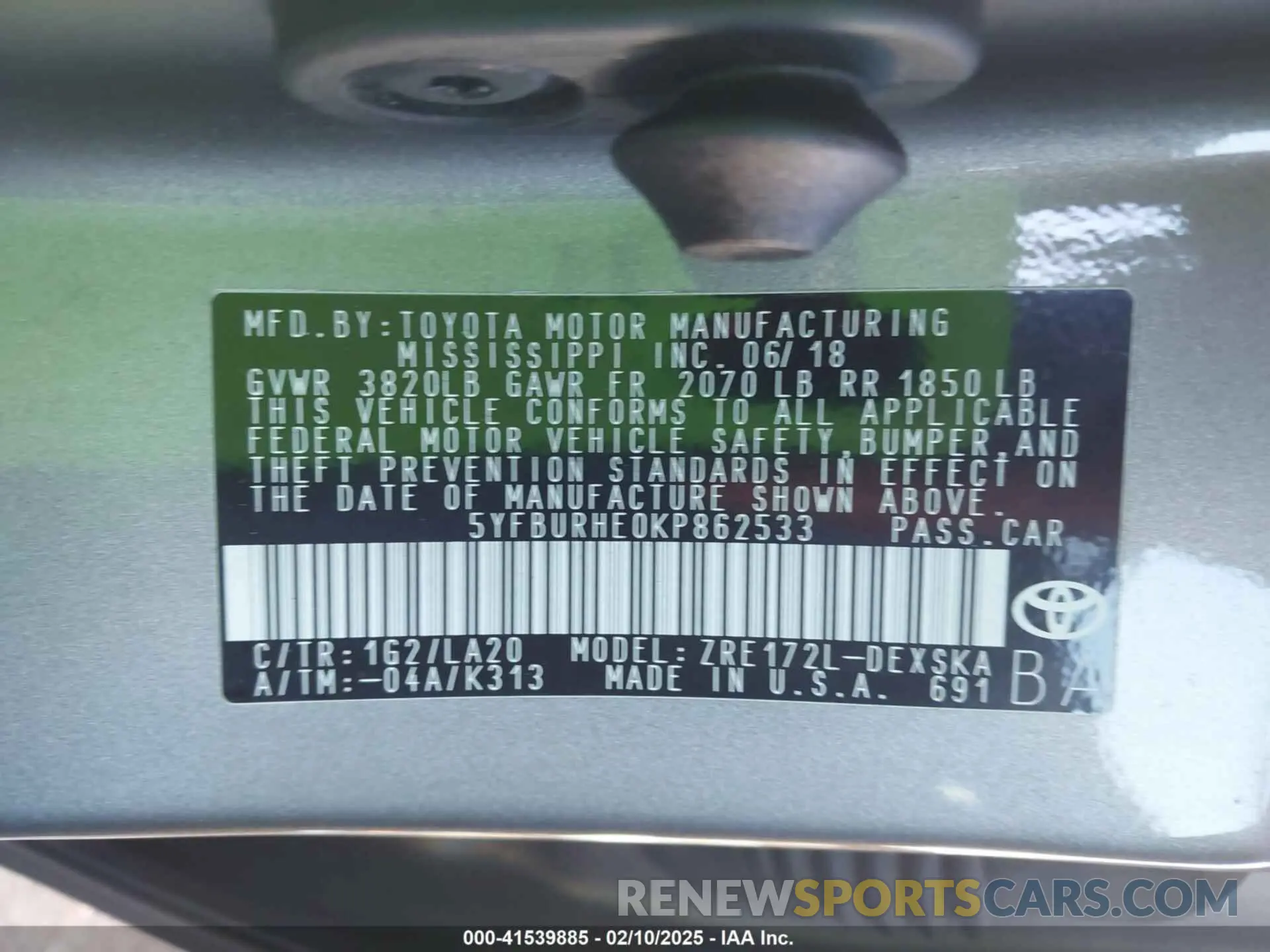 9 Photograph of a damaged car 5YFBURHE0KP862533 TOYOTA COROLLA 2019