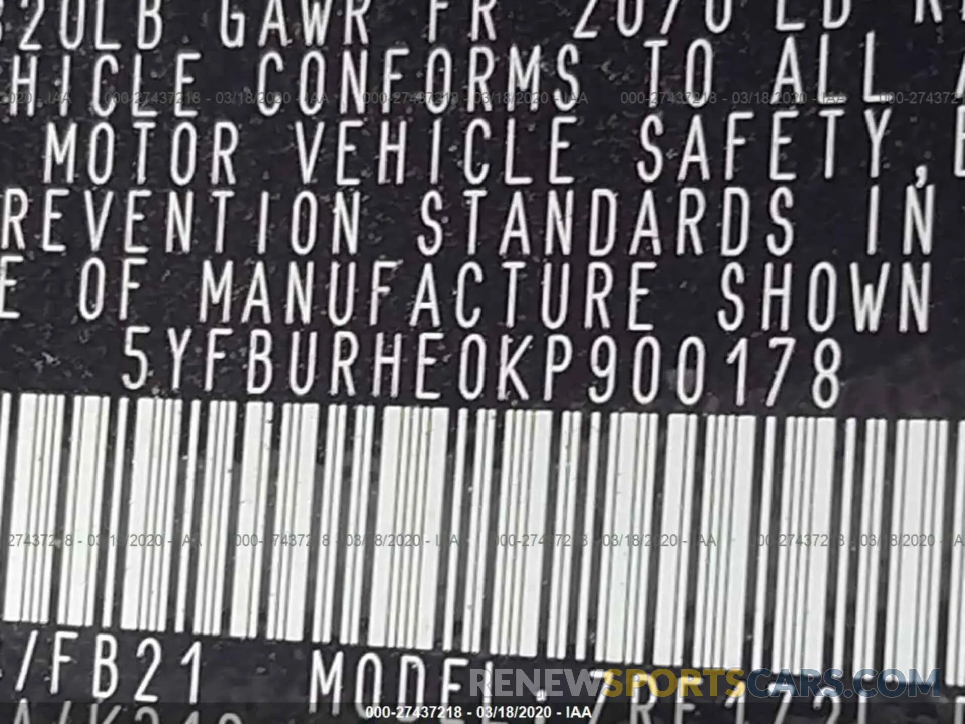 9 Photograph of a damaged car 5YFBURHE0KP900178 TOYOTA COROLLA 2019