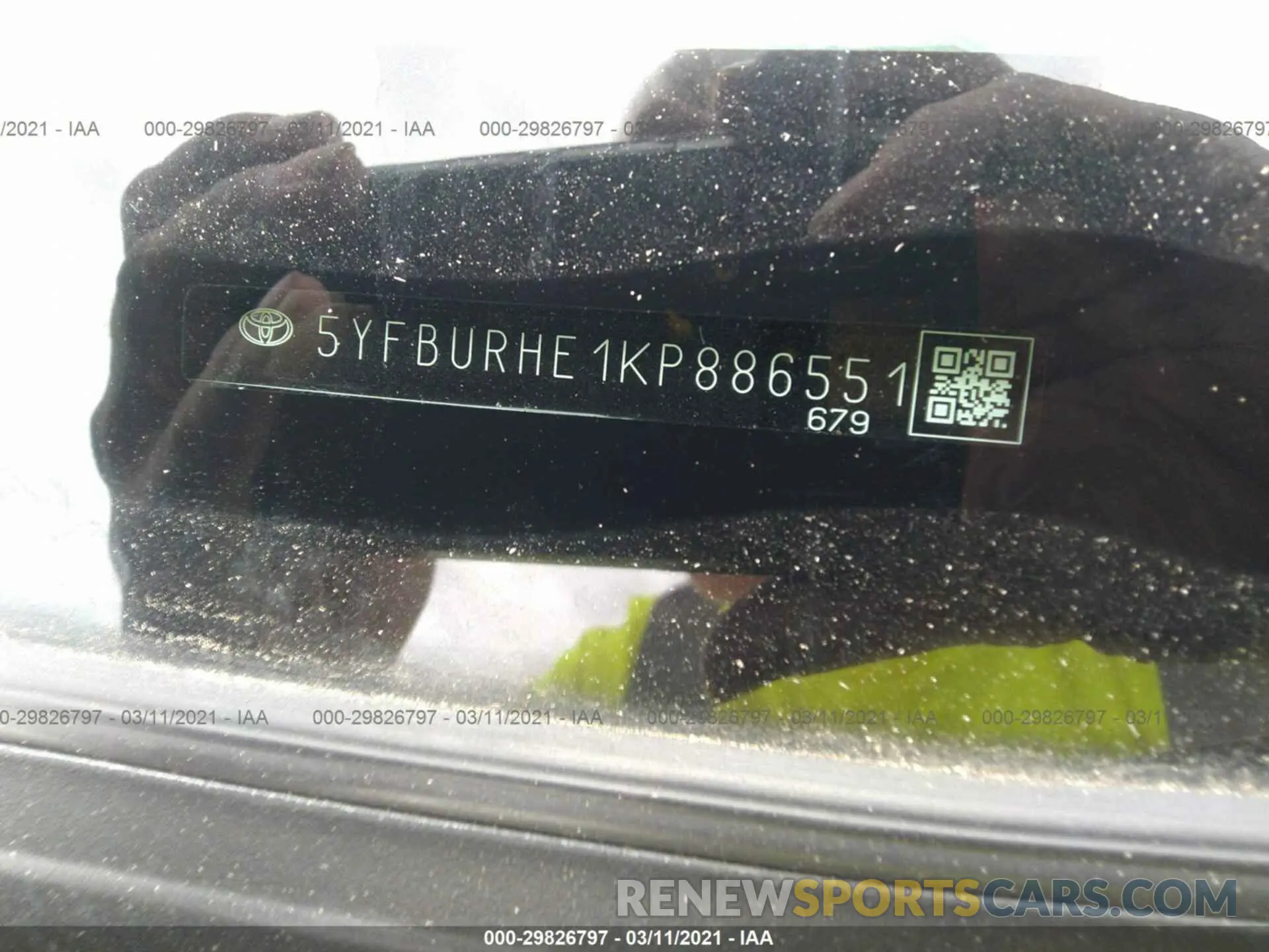 9 Photograph of a damaged car 5YFBURHE1KP886551 TOYOTA COROLLA 2019