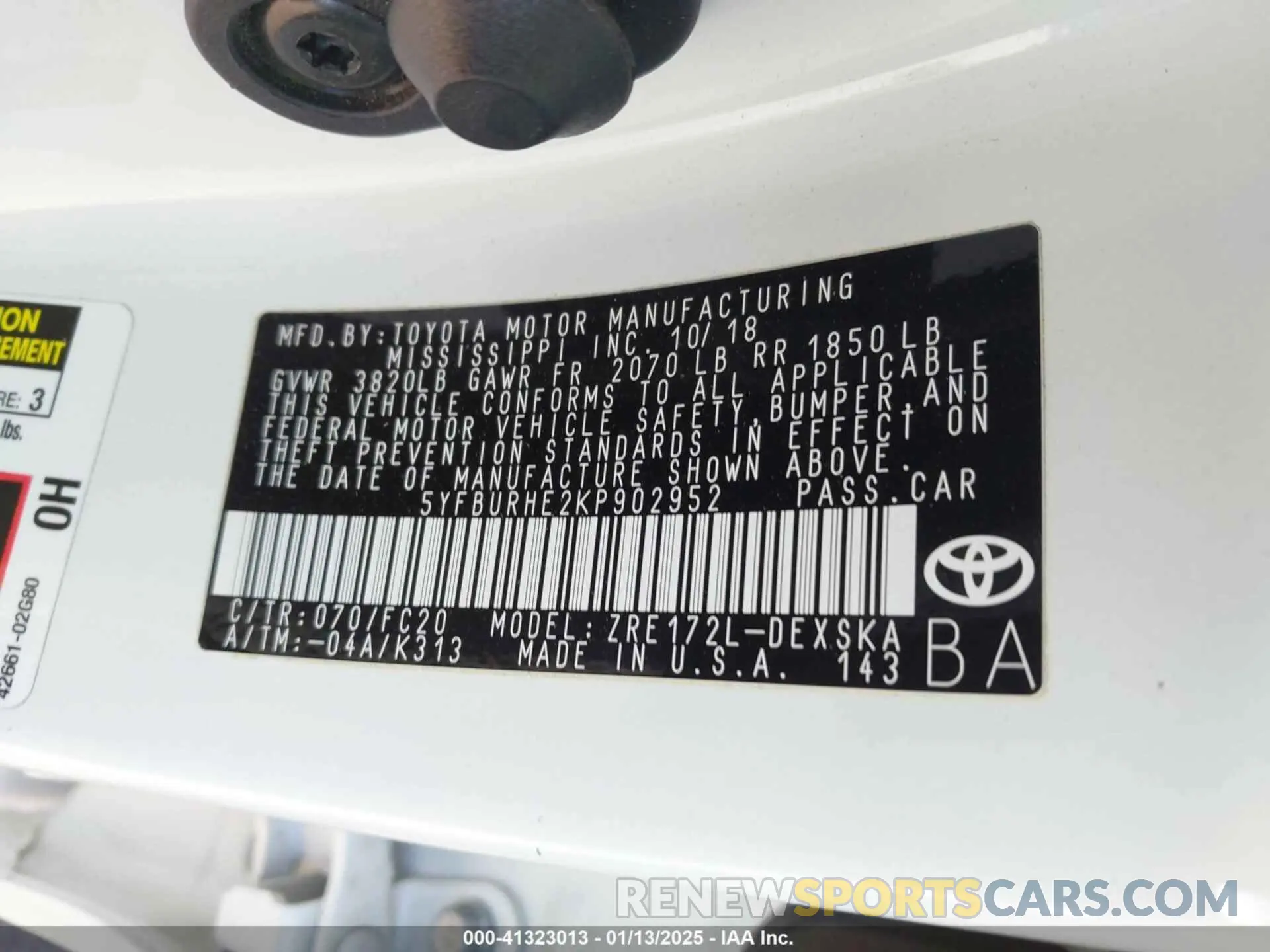 9 Photograph of a damaged car 5YFBURHE2KP902952 TOYOTA COROLLA 2019