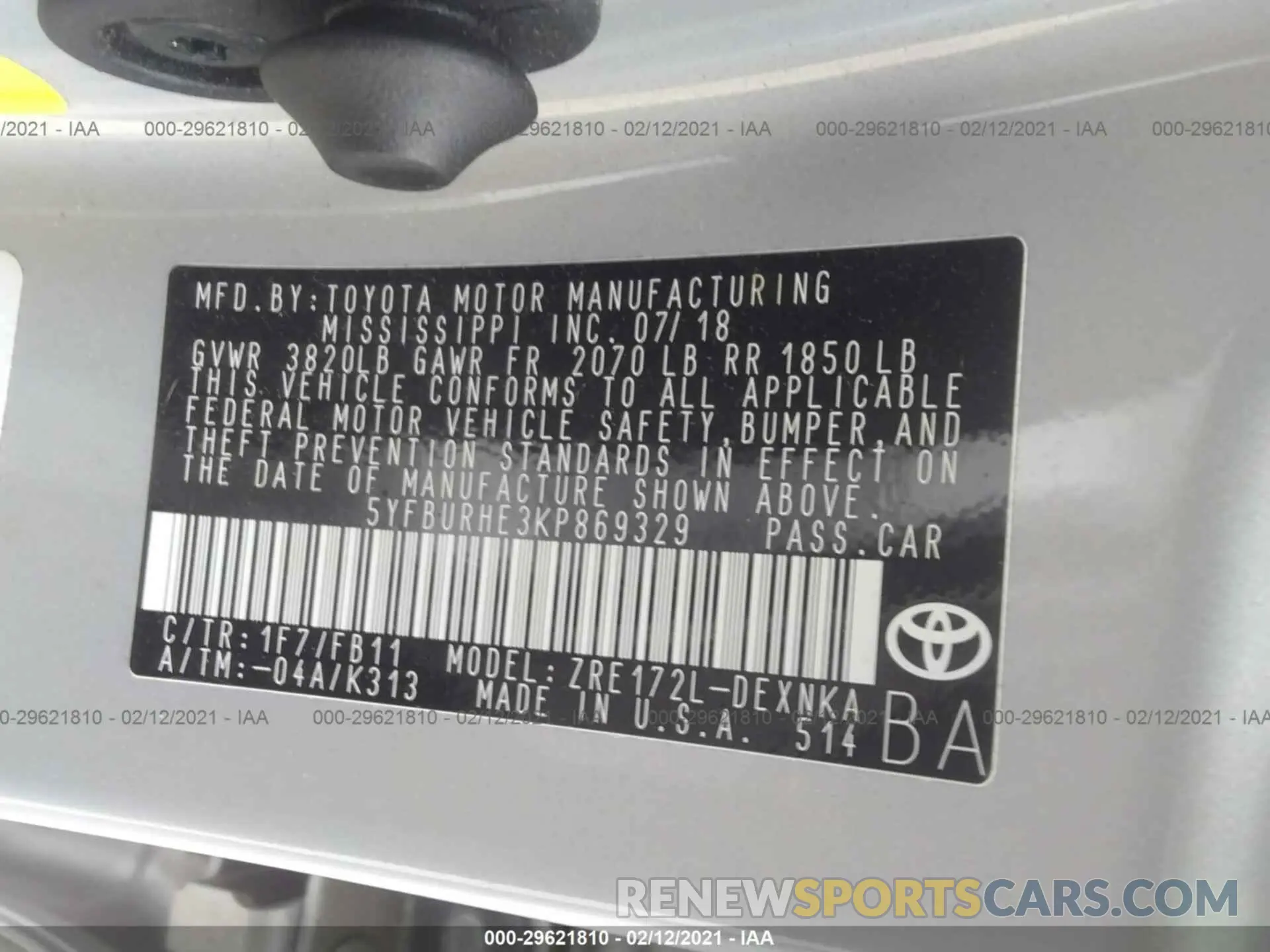 9 Photograph of a damaged car 5YFBURHE3KP869329 TOYOTA COROLLA 2019