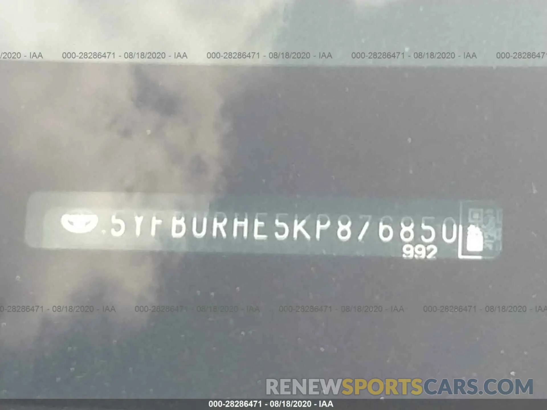9 Photograph of a damaged car 5YFBURHE5KP876850 TOYOTA COROLLA 2019