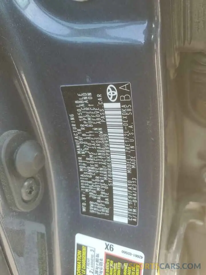 15 Photograph of a damaged car 5YFBURHE6KP889459 TOYOTA COROLLA 2019