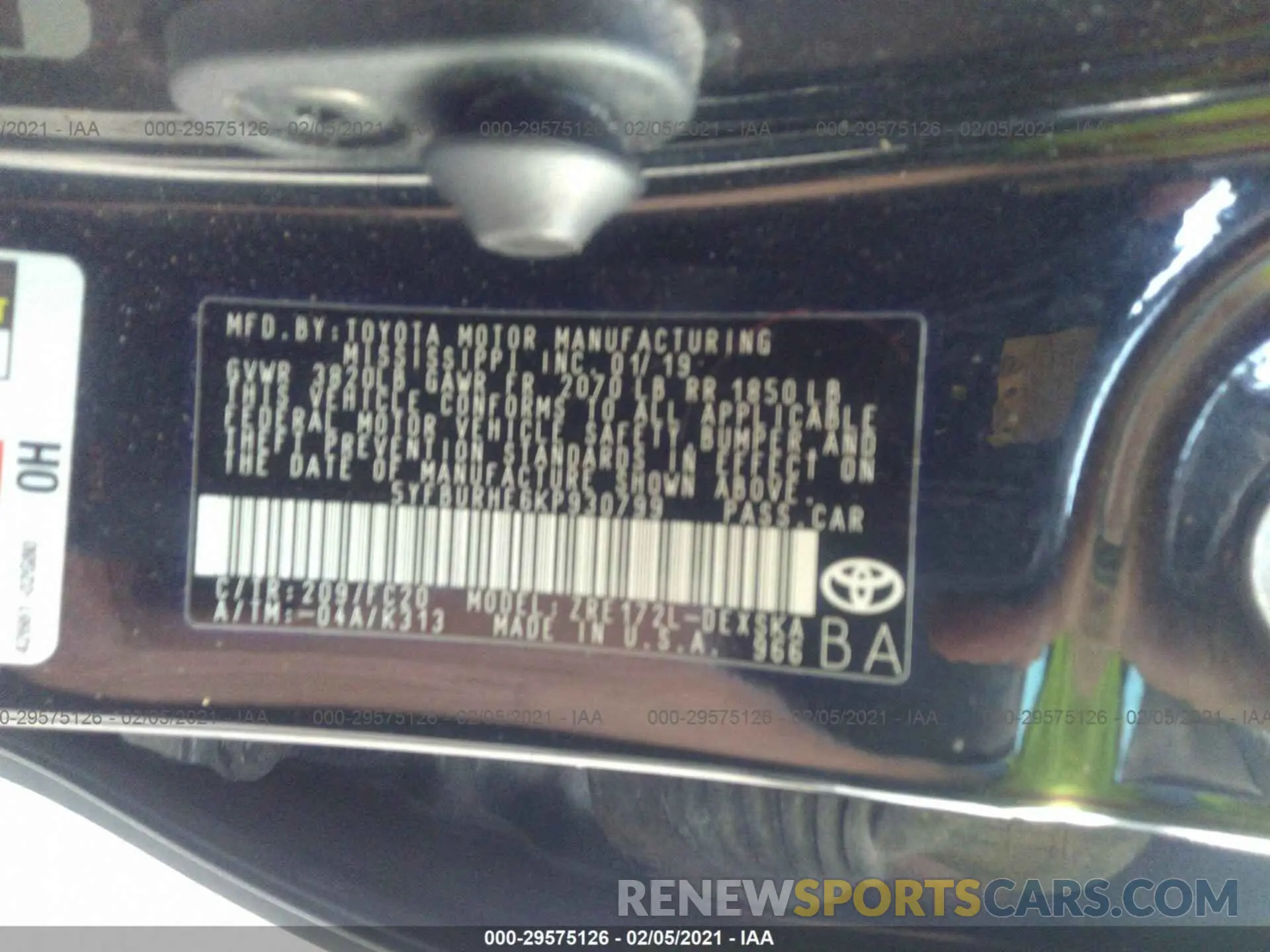 9 Photograph of a damaged car 5YFBURHE6KP930799 TOYOTA COROLLA 2019