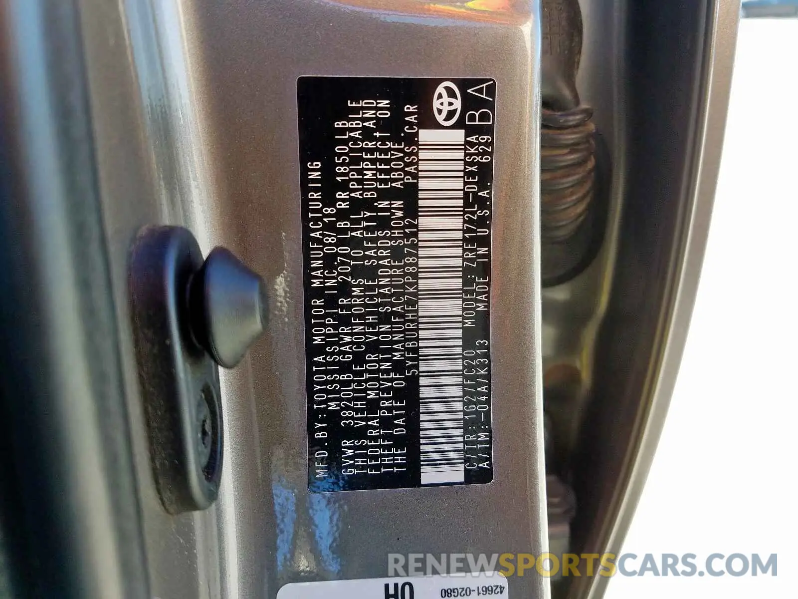 10 Photograph of a damaged car 5YFBURHE7KP887512 TOYOTA COROLLA 2019