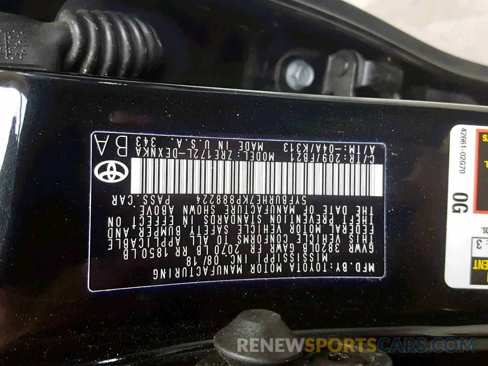 10 Photograph of a damaged car 5YFBURHE7KP888224 TOYOTA COROLLA 2019