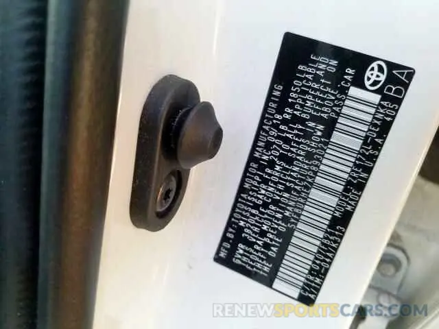 10 Photograph of a damaged car 5YFBURHE7KP893021 TOYOTA COROLLA 2019