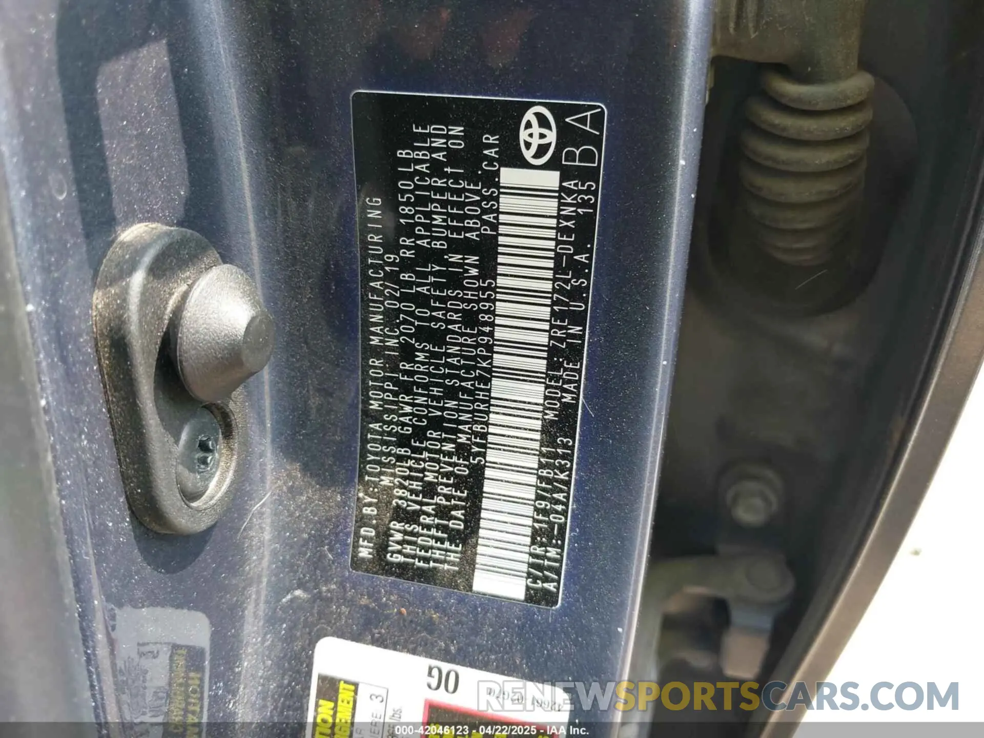 9 Фотография поврежденного автомобиля 5YFBURHE7KP948955 TOYOTA COROLLA 2019
