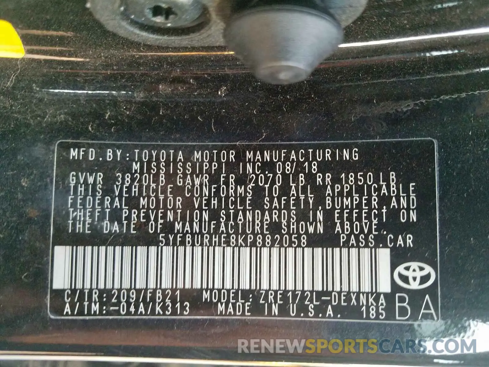 10 Photograph of a damaged car 5YFBURHE8KP882058 TOYOTA COROLLA 2019