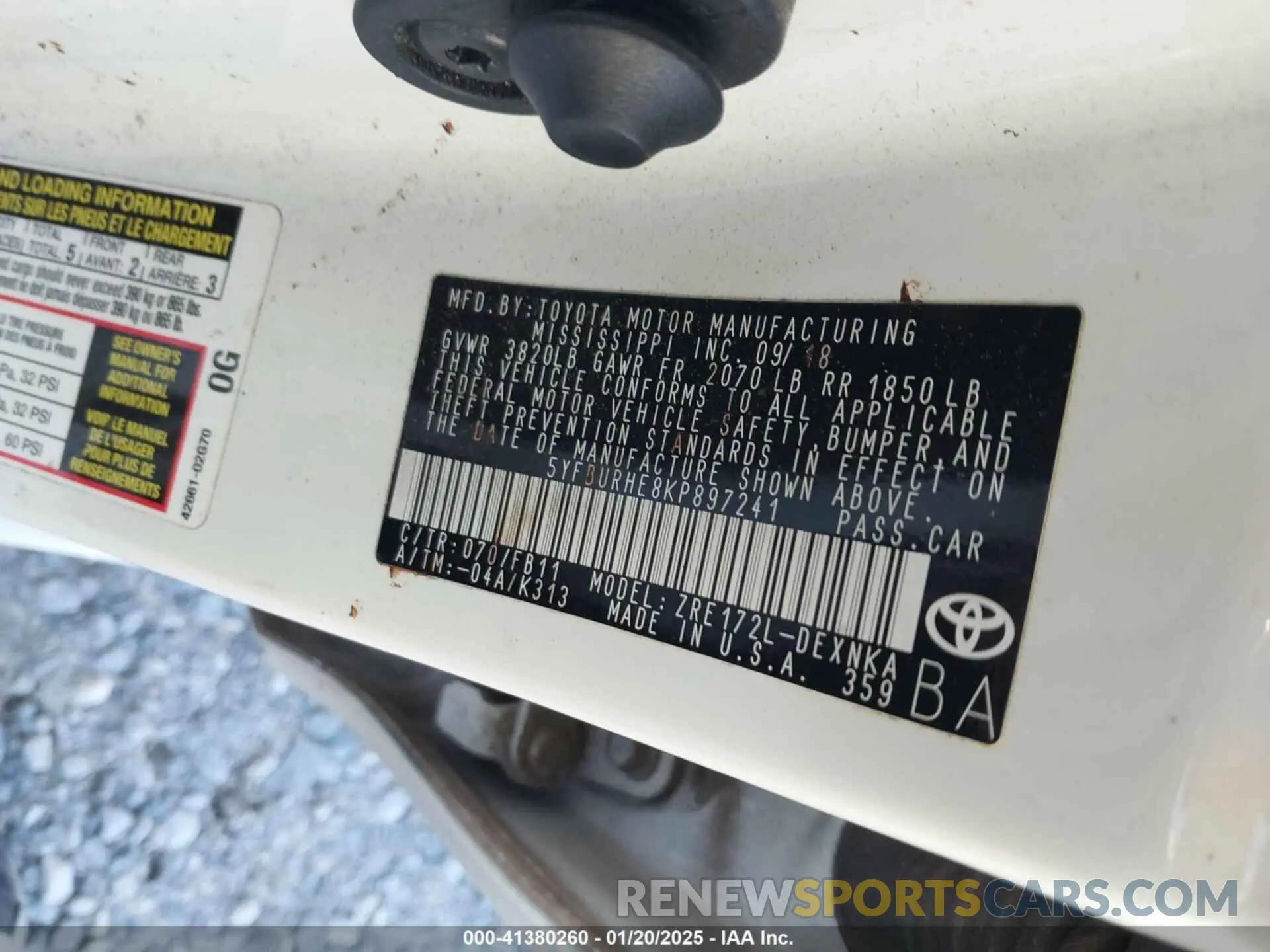 9 Фотография поврежденного автомобиля 5YFBURHE8KP897241 TOYOTA COROLLA 2019